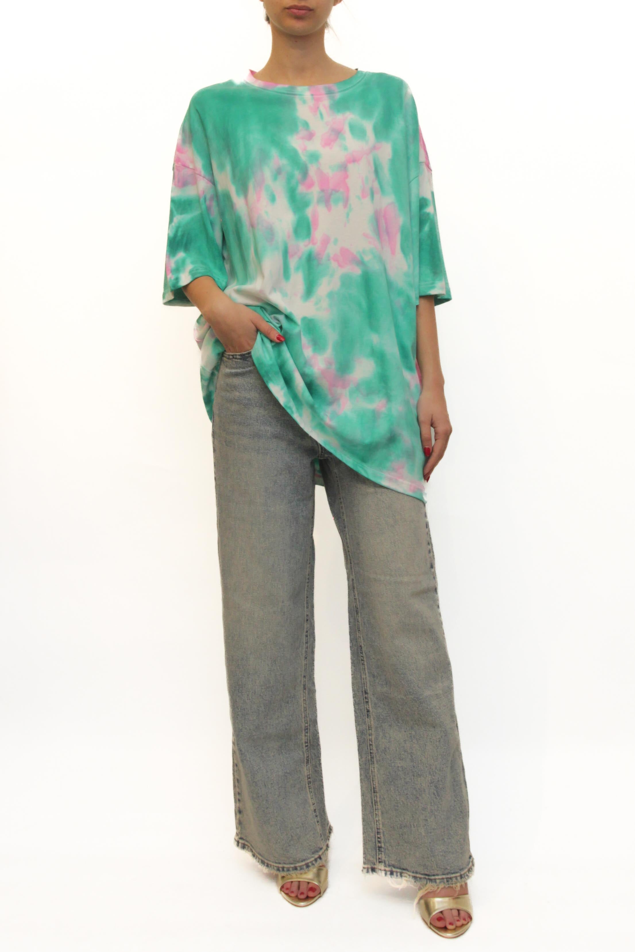LEVH - T-shirt Tallinn - MALTINTO ROSA/VERDE