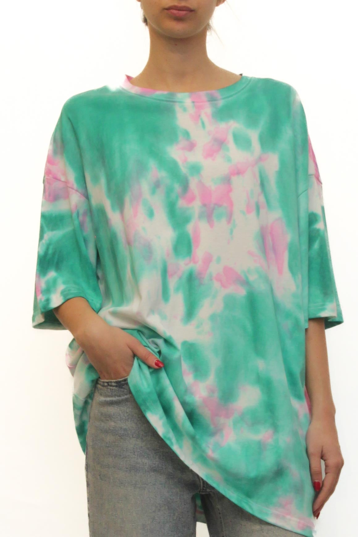 LEVH - T-shirt Tallinn - MALTINTO ROSA/VERDE