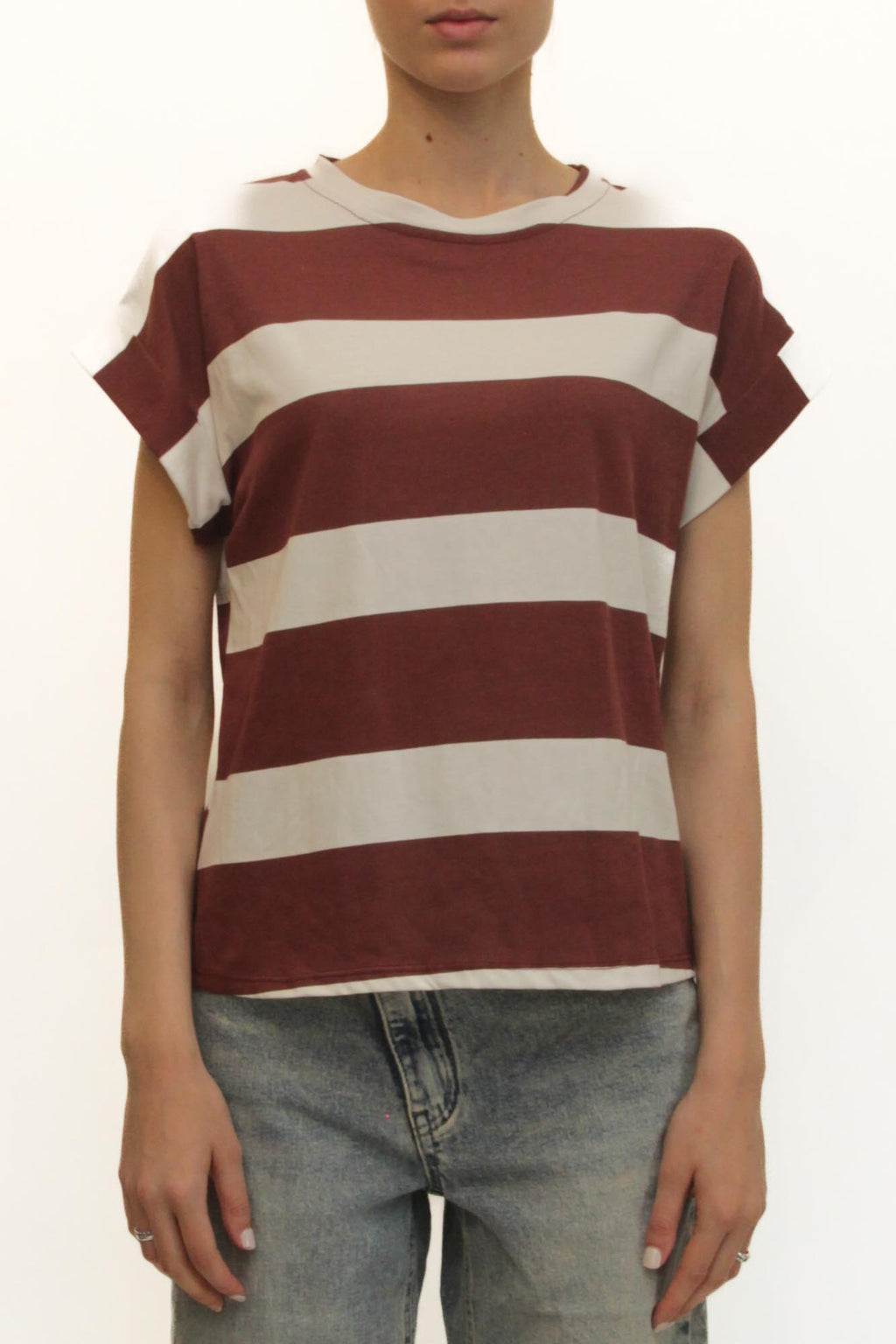 LEVH - T-shirt Tiziana - RIGA BIANCO/BORDX