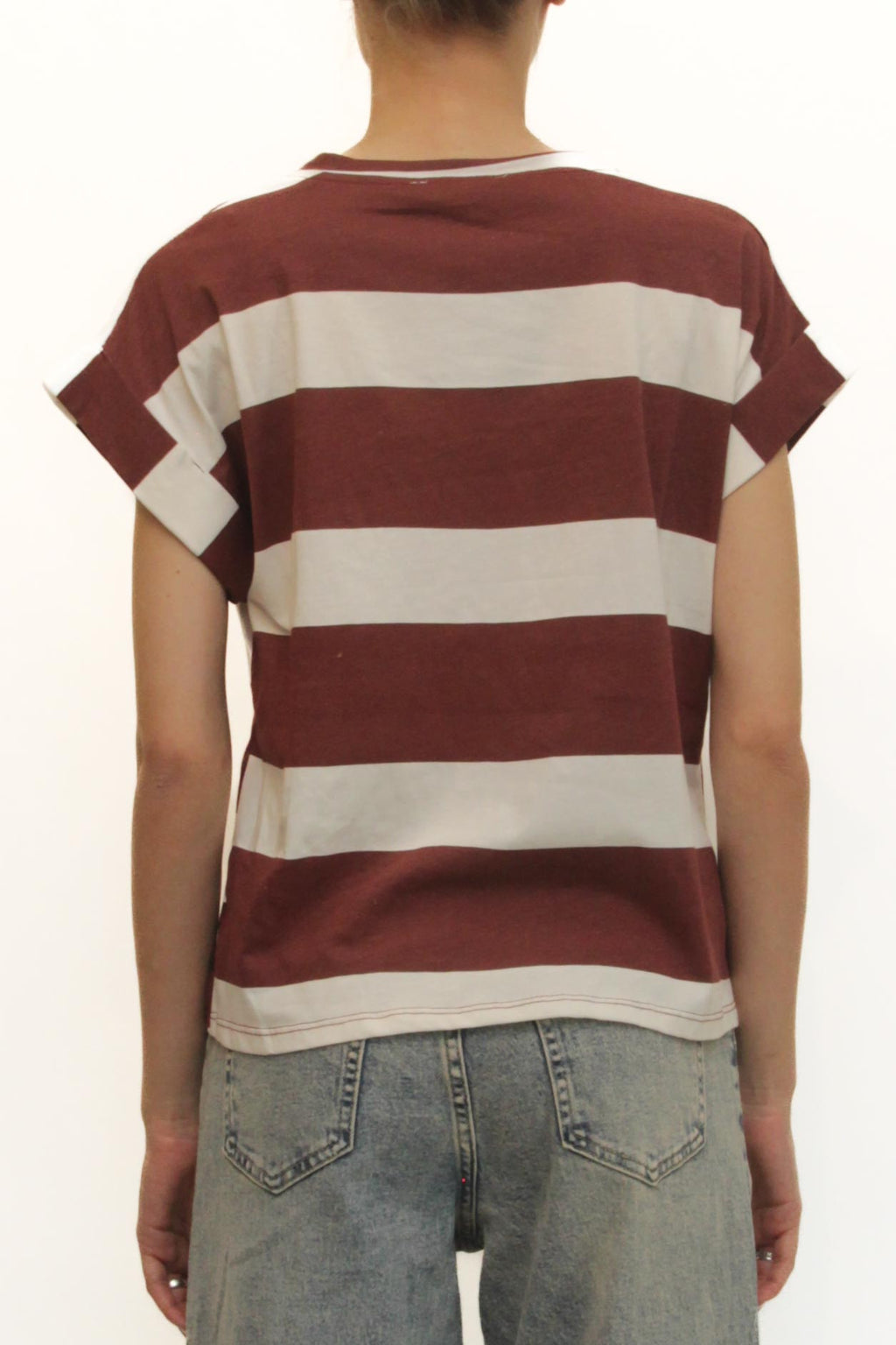 LEVH - T-shirt Tiziana - RIGA BIANCO/BORDX
