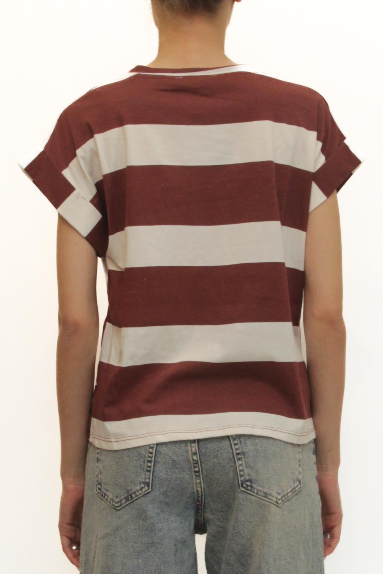 LEVH - T-shirt Tiziana - RIGA BIANCO/BORDX