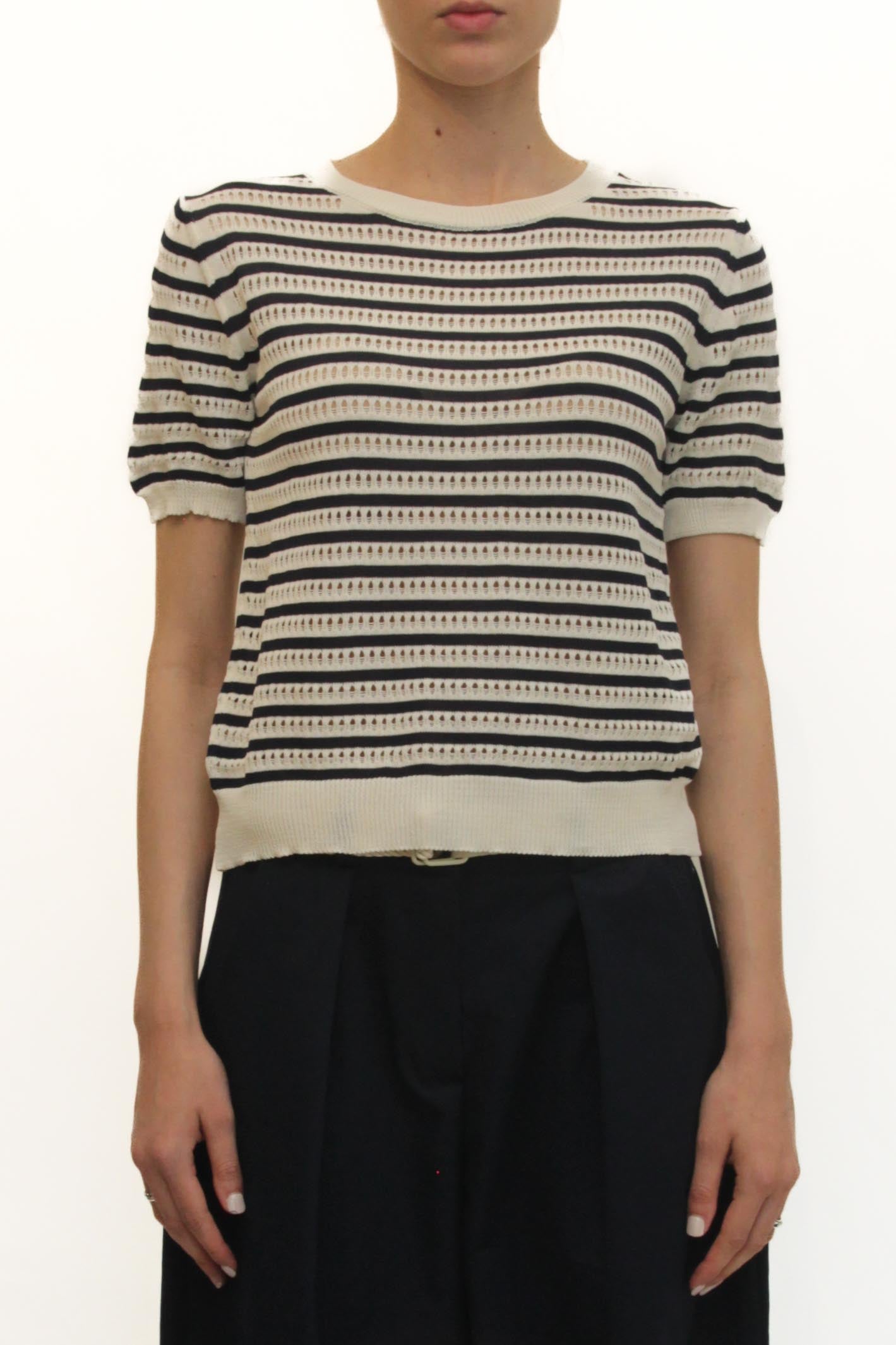 LEVH - Maglia Marjorie - RIGA BIANCO/BLU