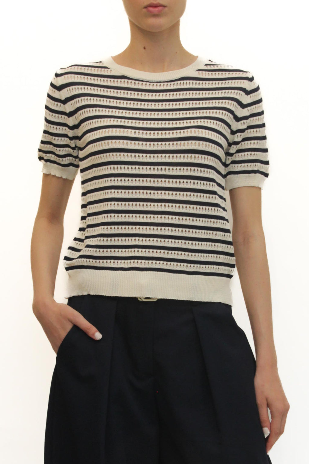LEVH - Maglia Marjorie - RIGA BIANCO/BLU