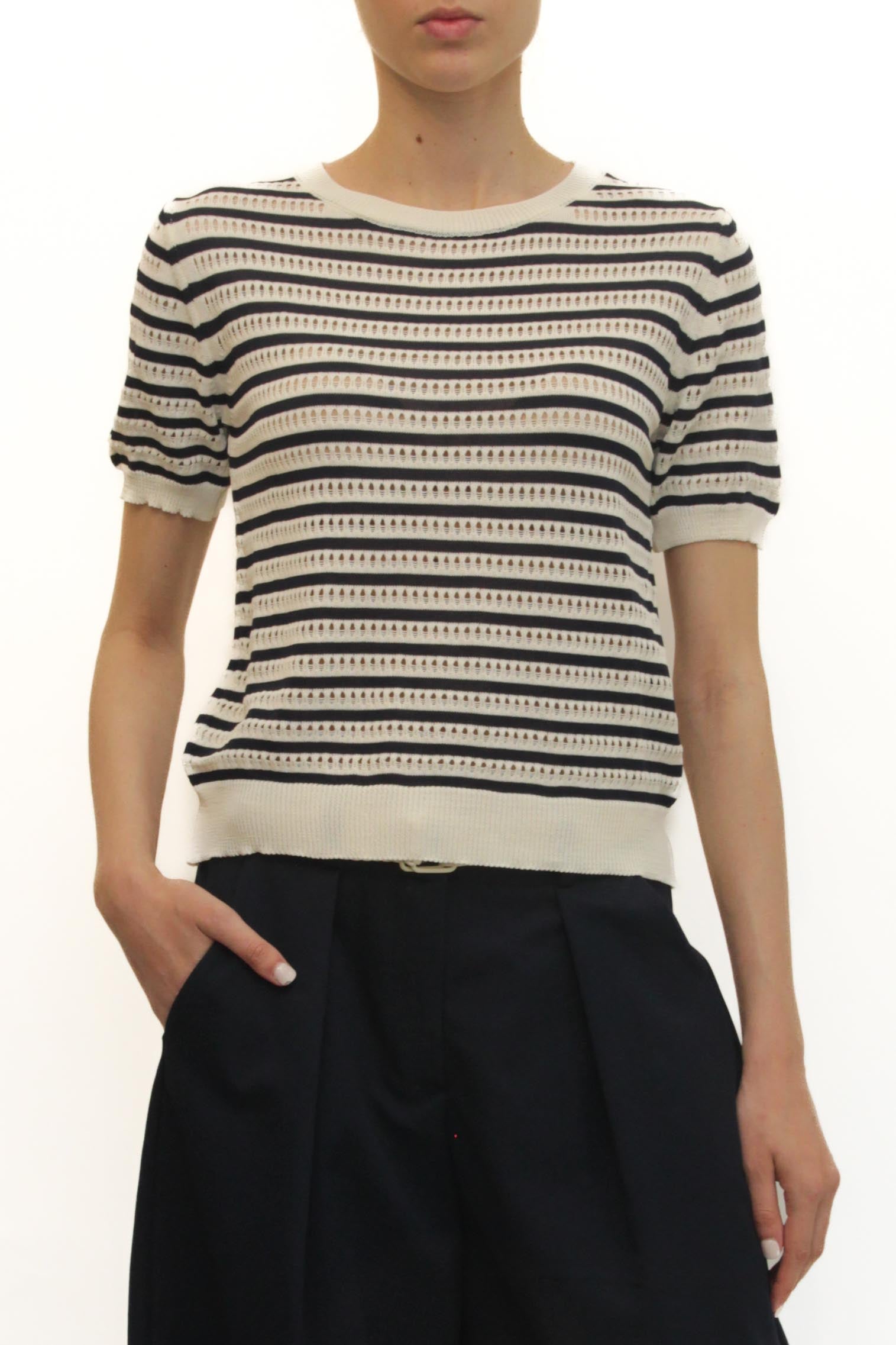 LEVH - Maglia Marjorie - RIGA BIANCO/BLU