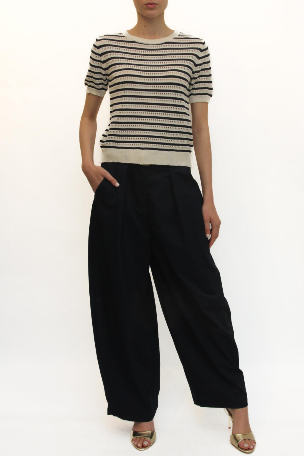 LEVH - Maglia Marjorie - RIGA BIANCO/BLU
