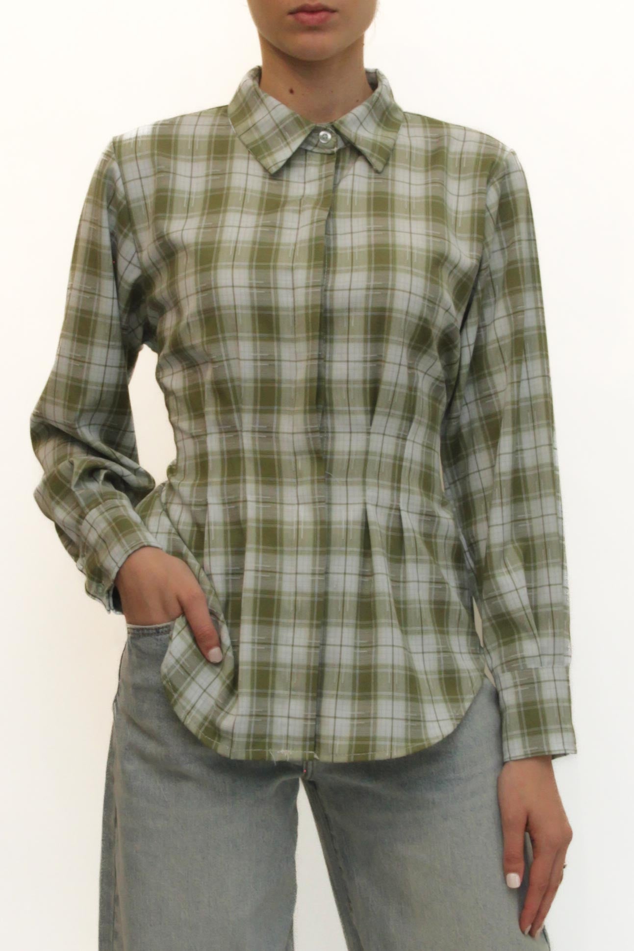 LEVH - Camicia Caitlyn - QUADRO VERDE/BIANCO
