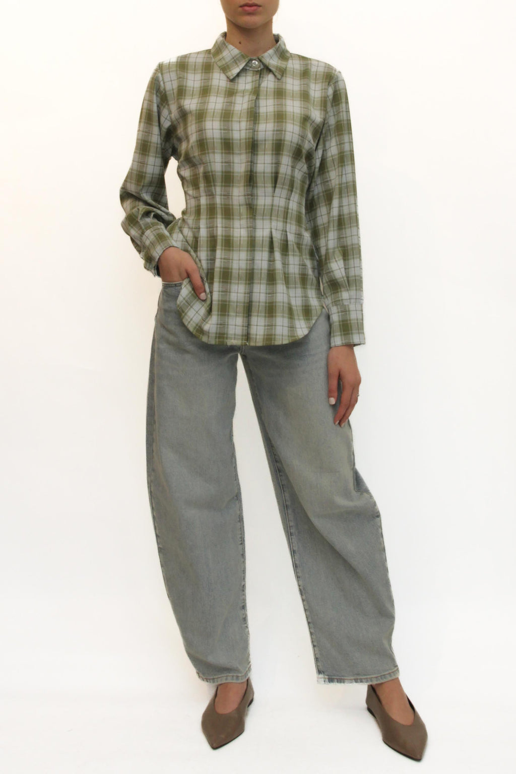 LEVH - Camicia Caitlyn - QUADRO VERDE/BIANCO