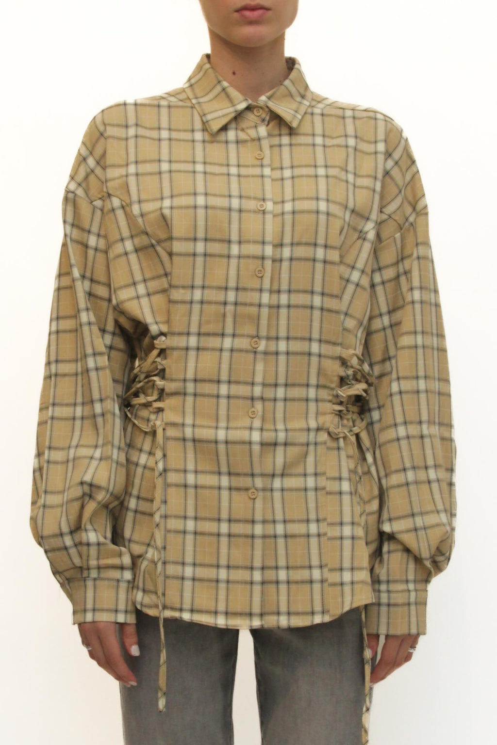 LEVH - Camicia Santa cruz - QUADRO BEIGE/BLU