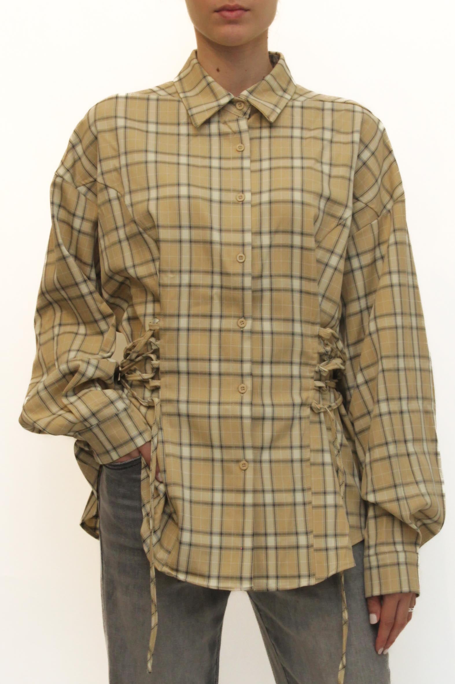 LEVH - Camicia Santa cruz - QUADRO BEIGE/BLU