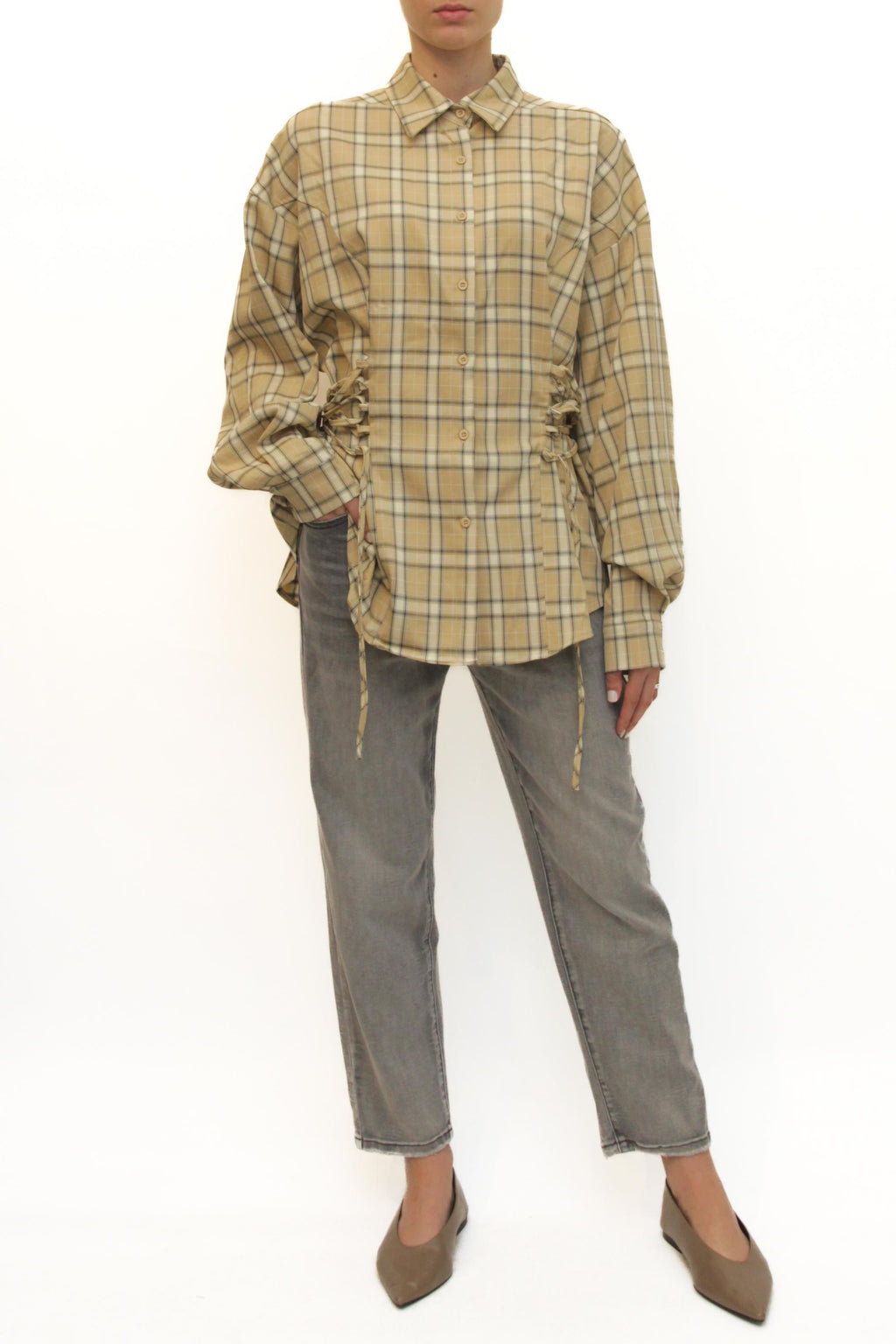 LEVH - Camicia Santa cruz - QUADRO BEIGE/BLU