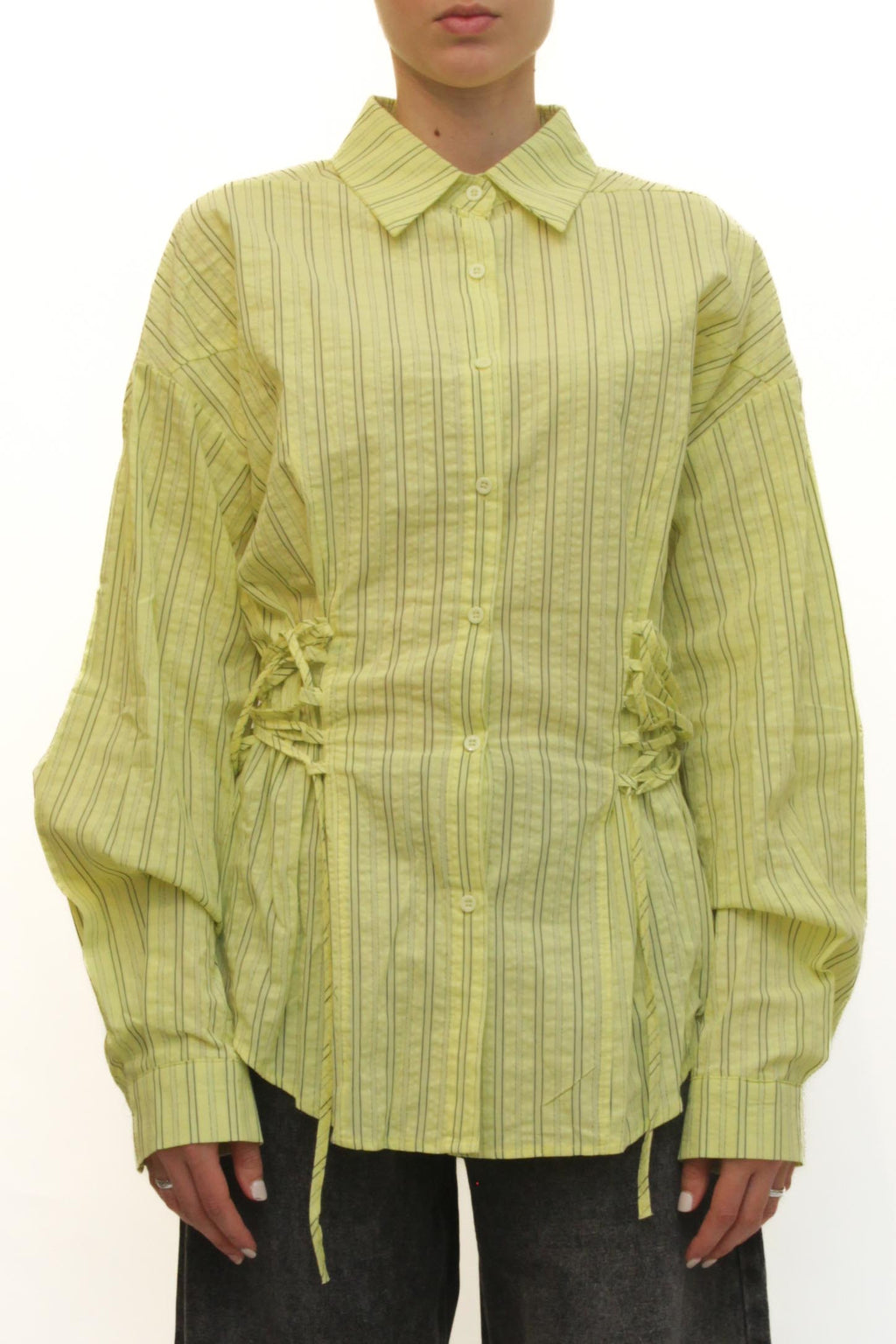 LEVH - Camicia Praia - LIME riga NERO