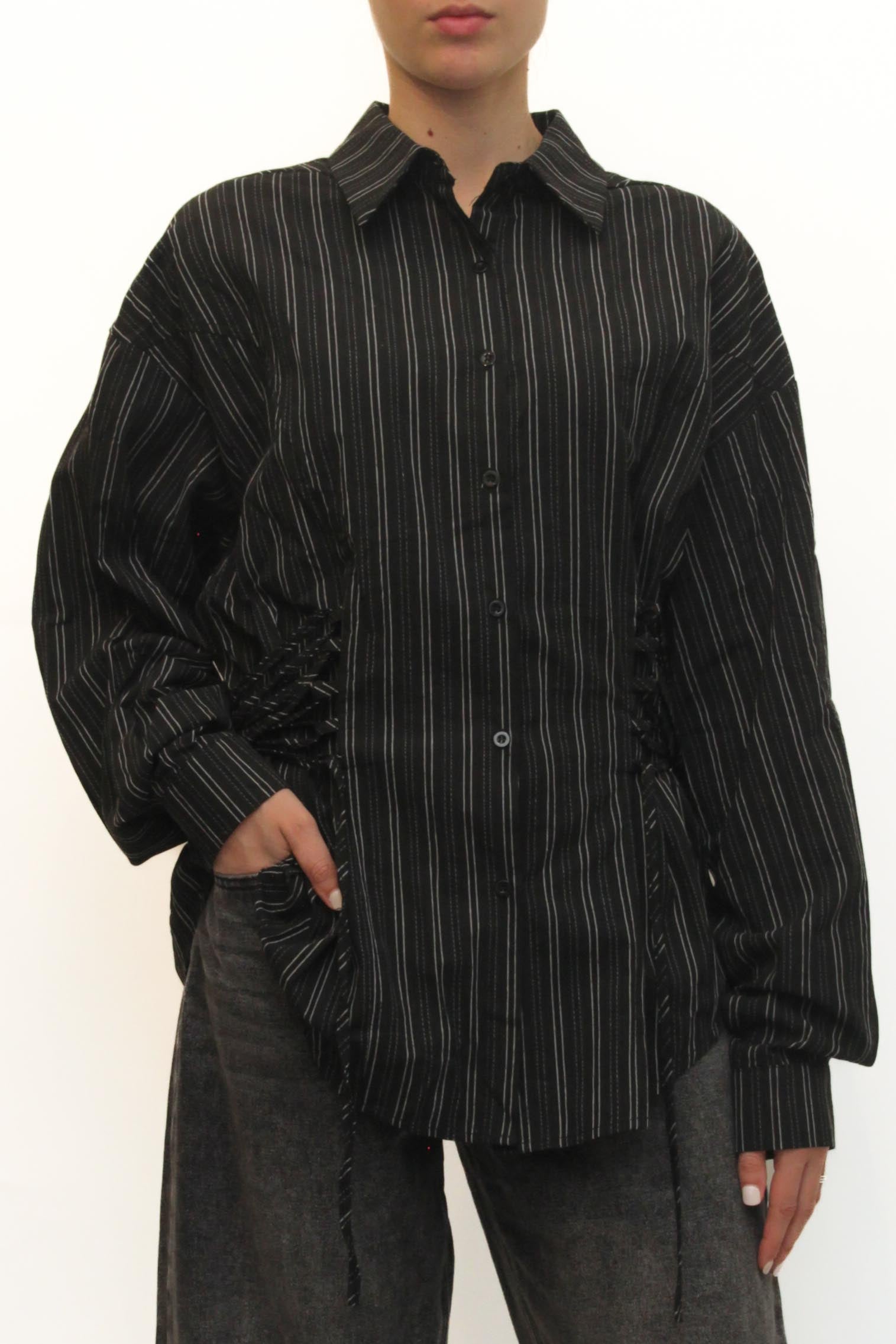 LEVH - Camicia Praia - NERO riga Argento