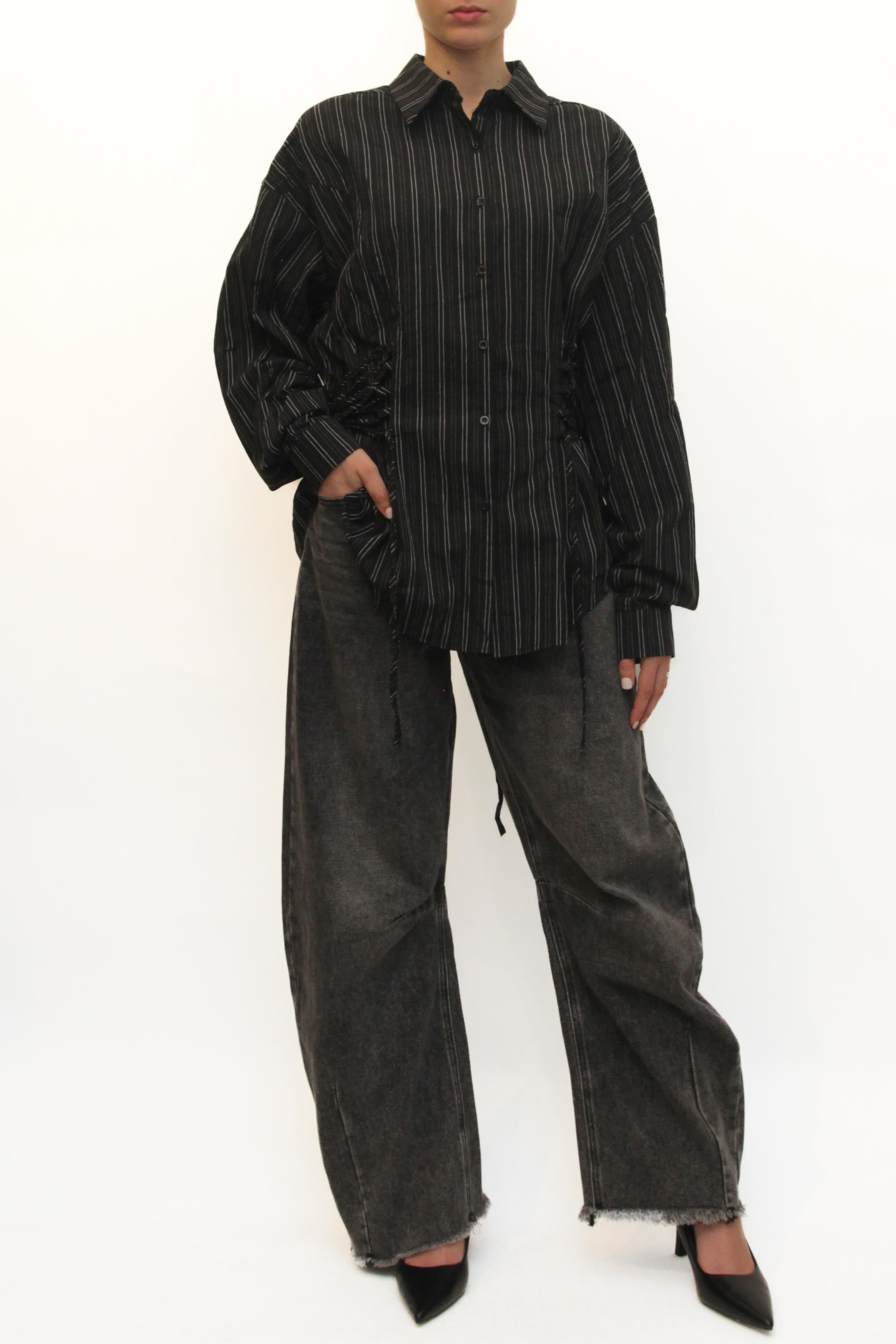 LEVH - Camicia Praia - NERO riga Argento