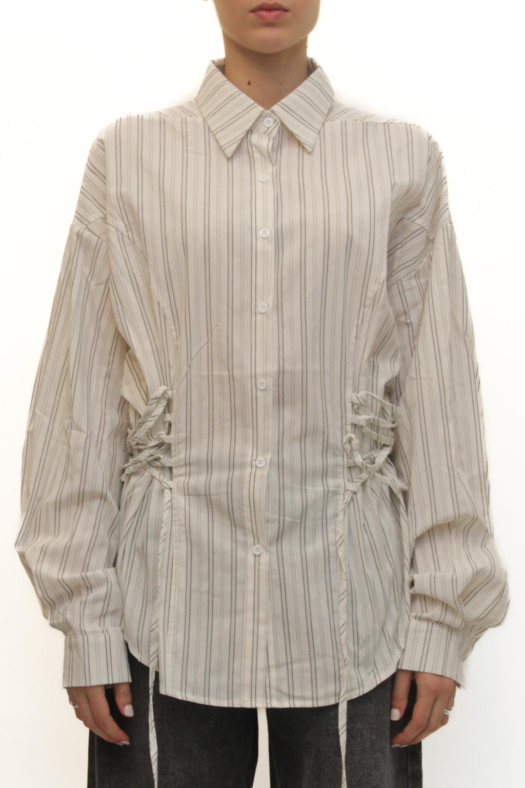 LEVH - Camicia Praia - BIANCO riga NERO