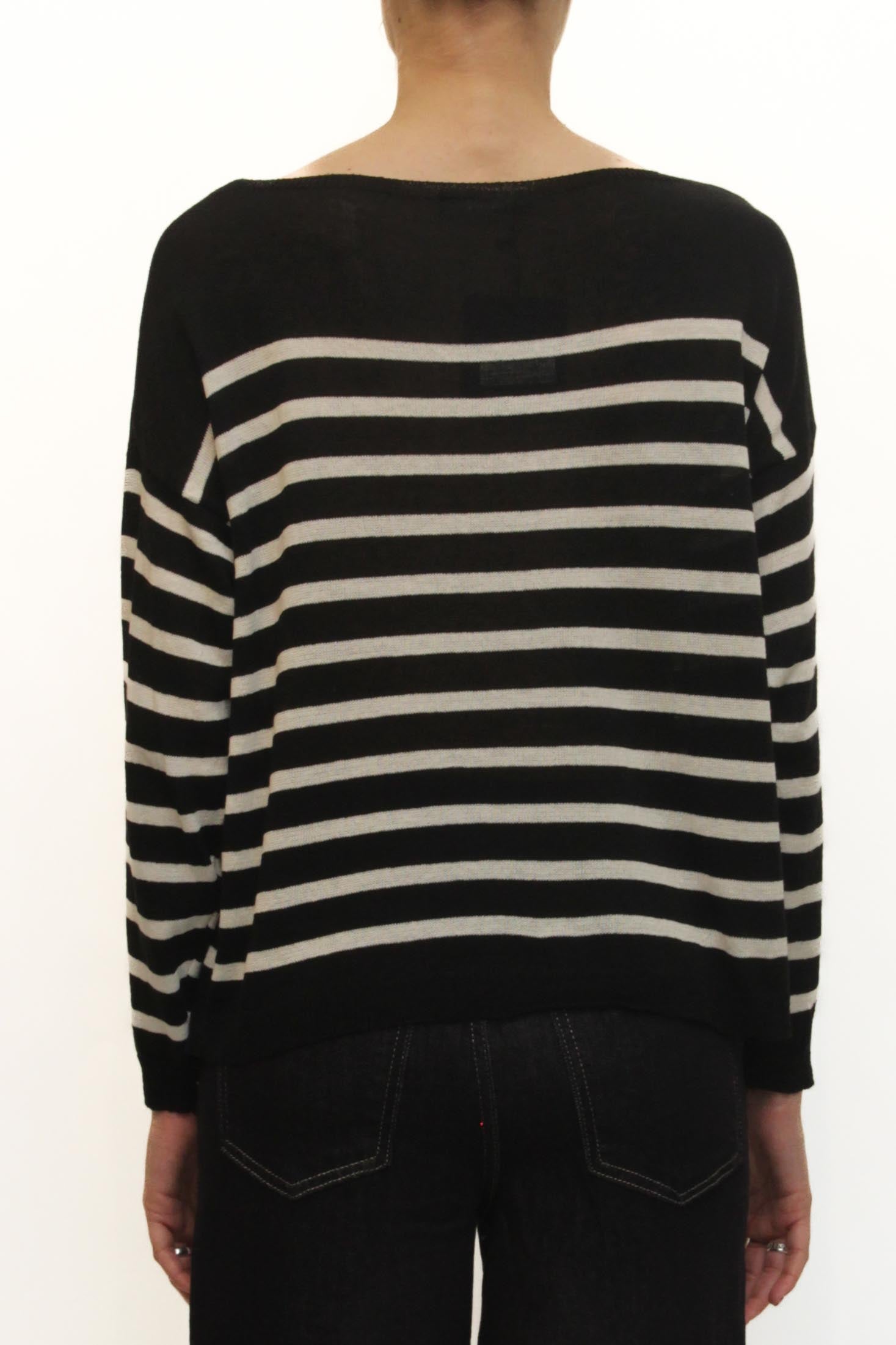 LEVH - Maglia Marianne - RIGA BIANCO/NERO