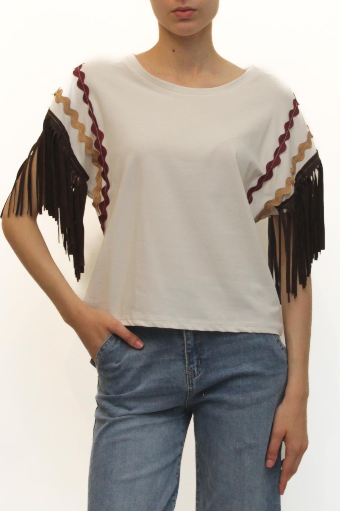 LEVH - T-shirt Tosca - BIANCO/MARRONE