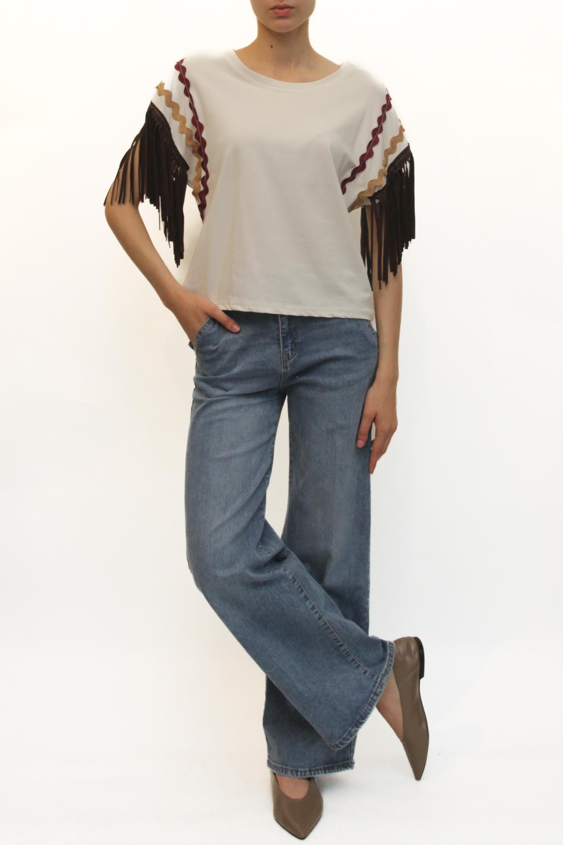 LEVH - T-shirt Tosca - BIANCO/MARRONE