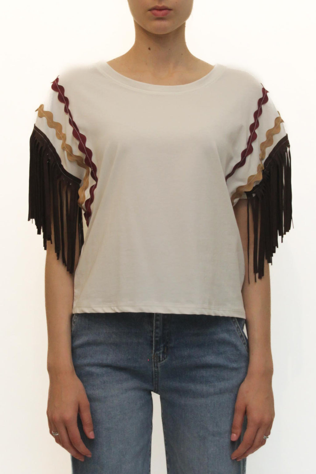 LEVH - T-shirt Tosca - BIANCO/MARRONE