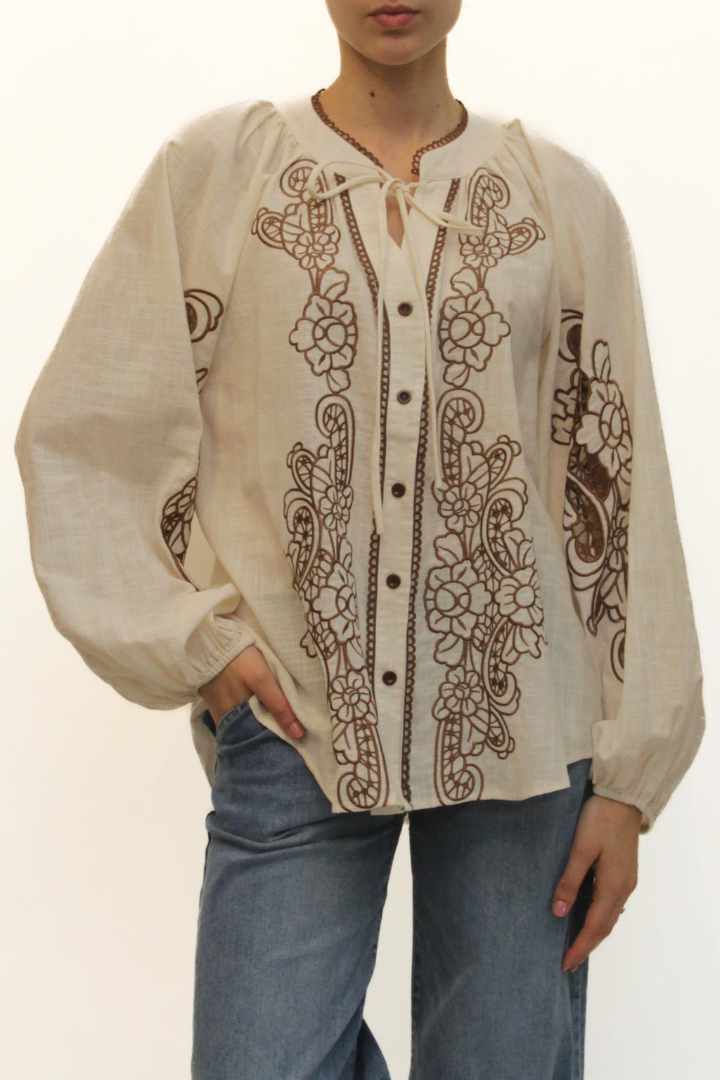 LEVH - Blusa Blanch - BURRO/MARRONE
