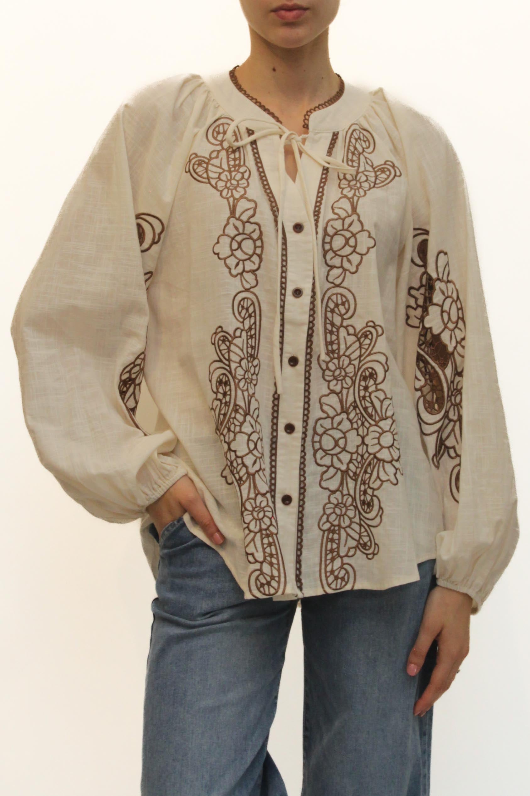 LEVH - Blusa Blanch - BURRO/MARRONE