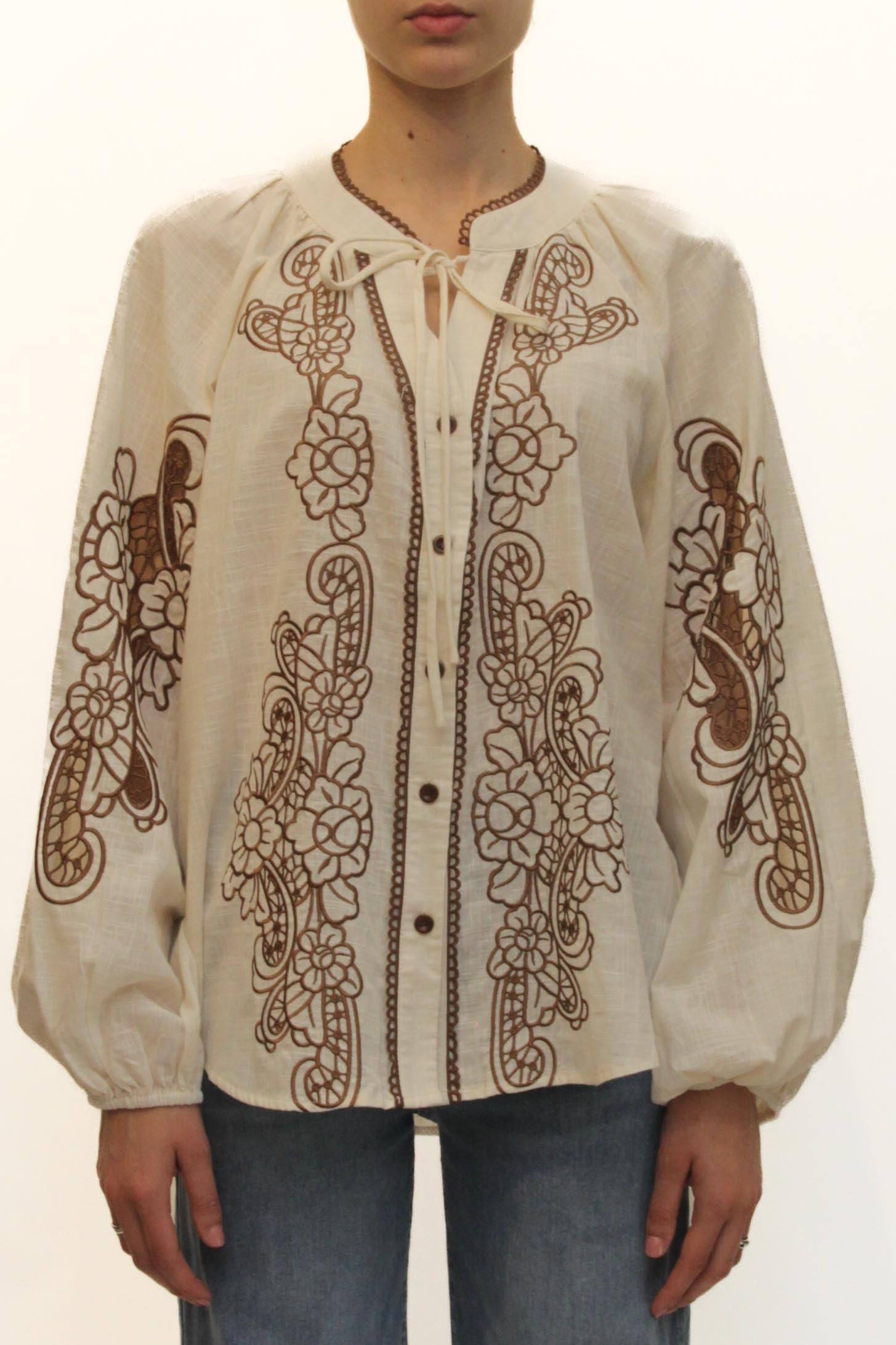 LEVH - Blusa Blanch - BURRO/MARRONE