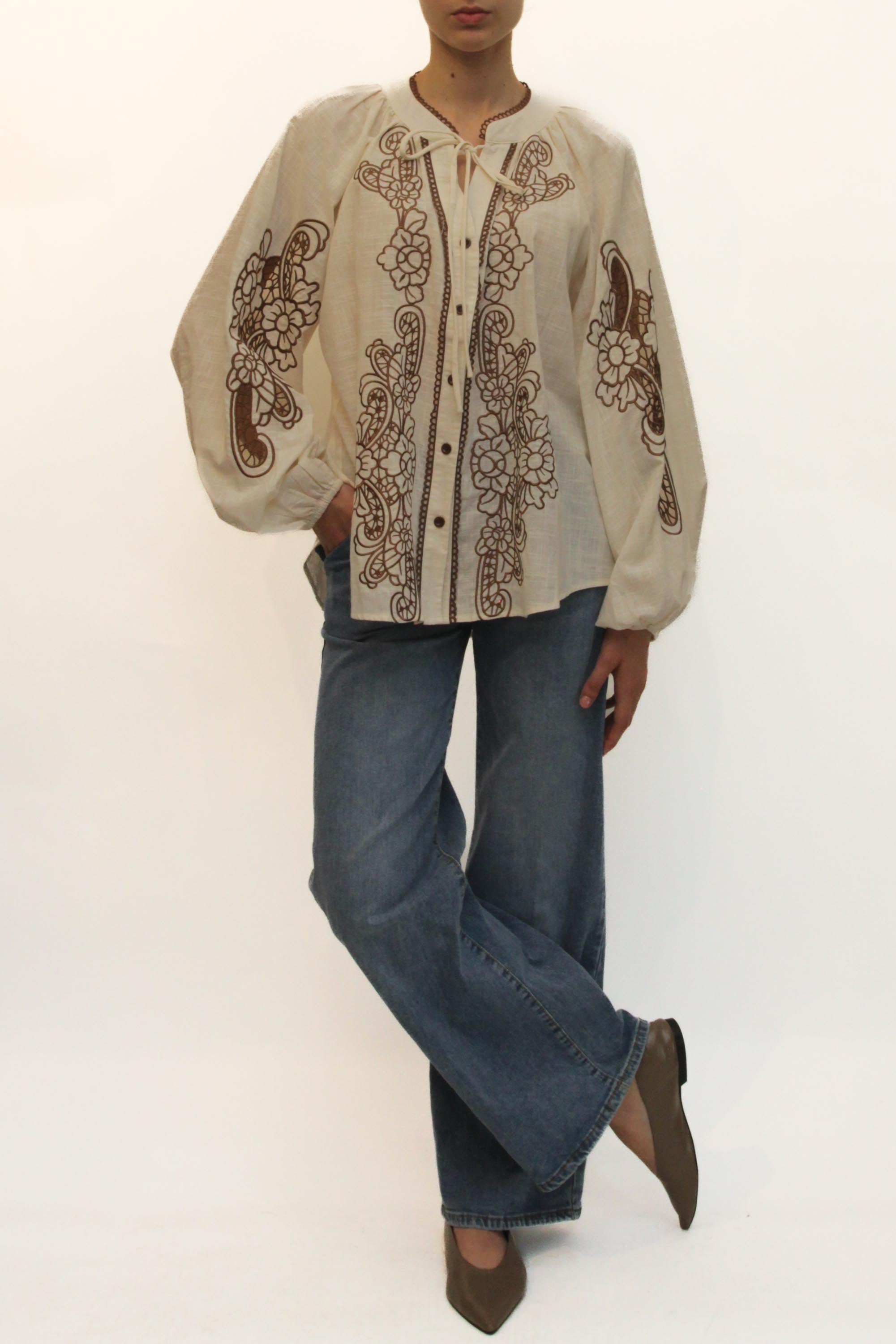 LEVH - Blusa Blanch - BURRO/MARRONE