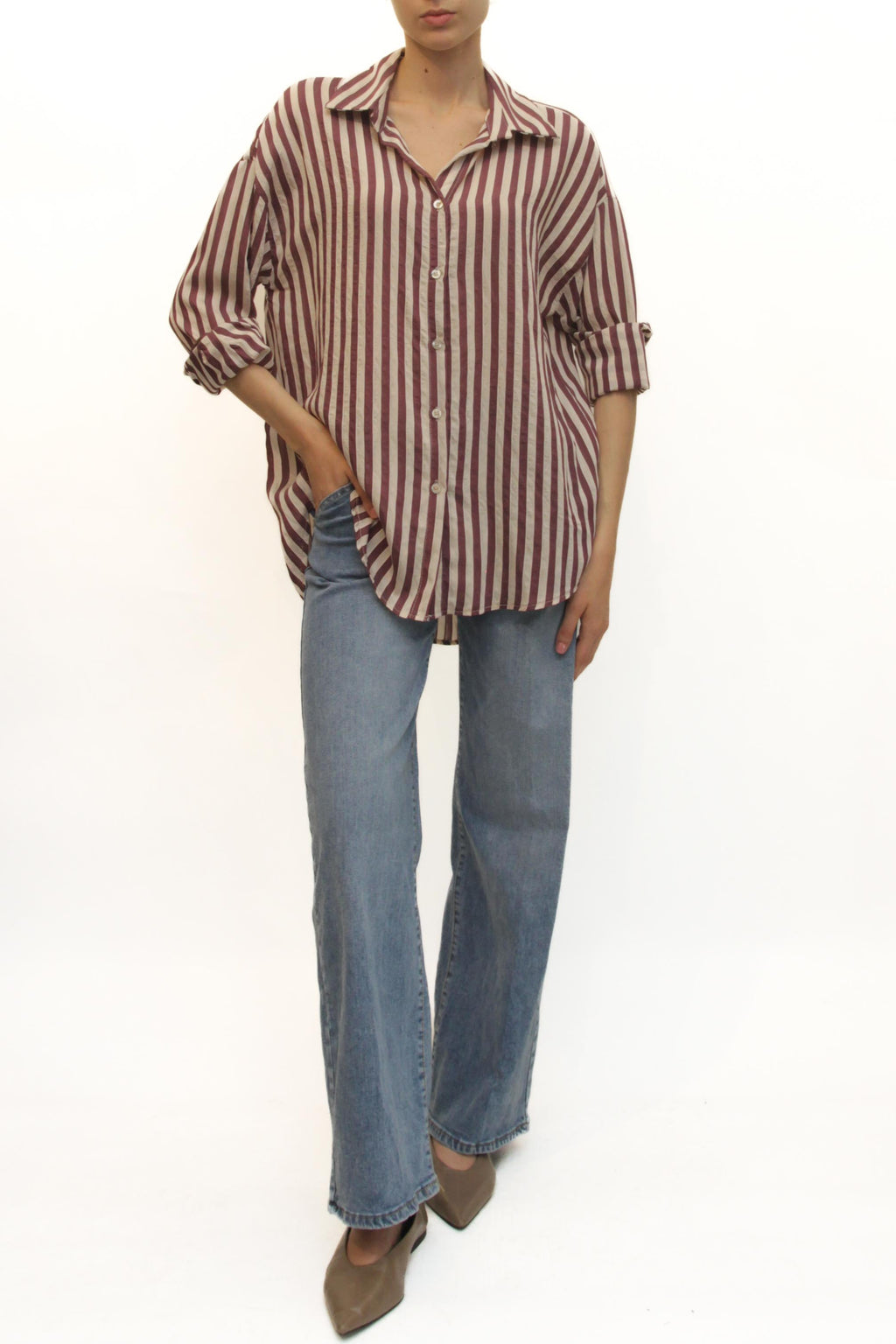 LEVH - Camicia Cleofe - RIGA BEIGE/BORDX