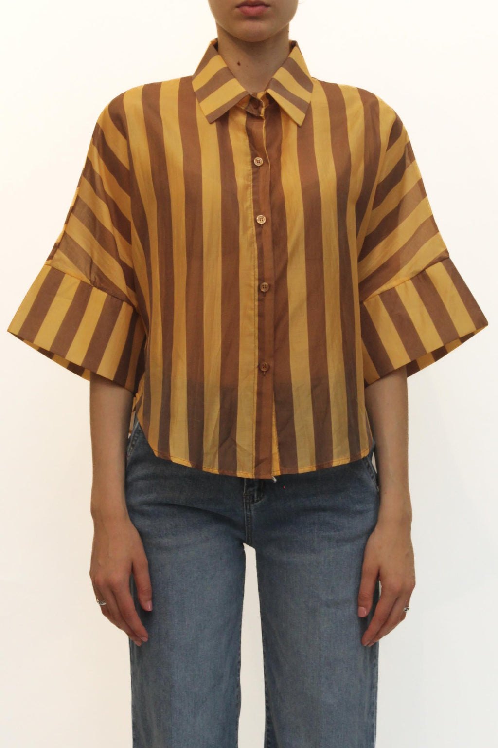 LEVH - Camicia Claudia - RIGA OCRA/MARRONE