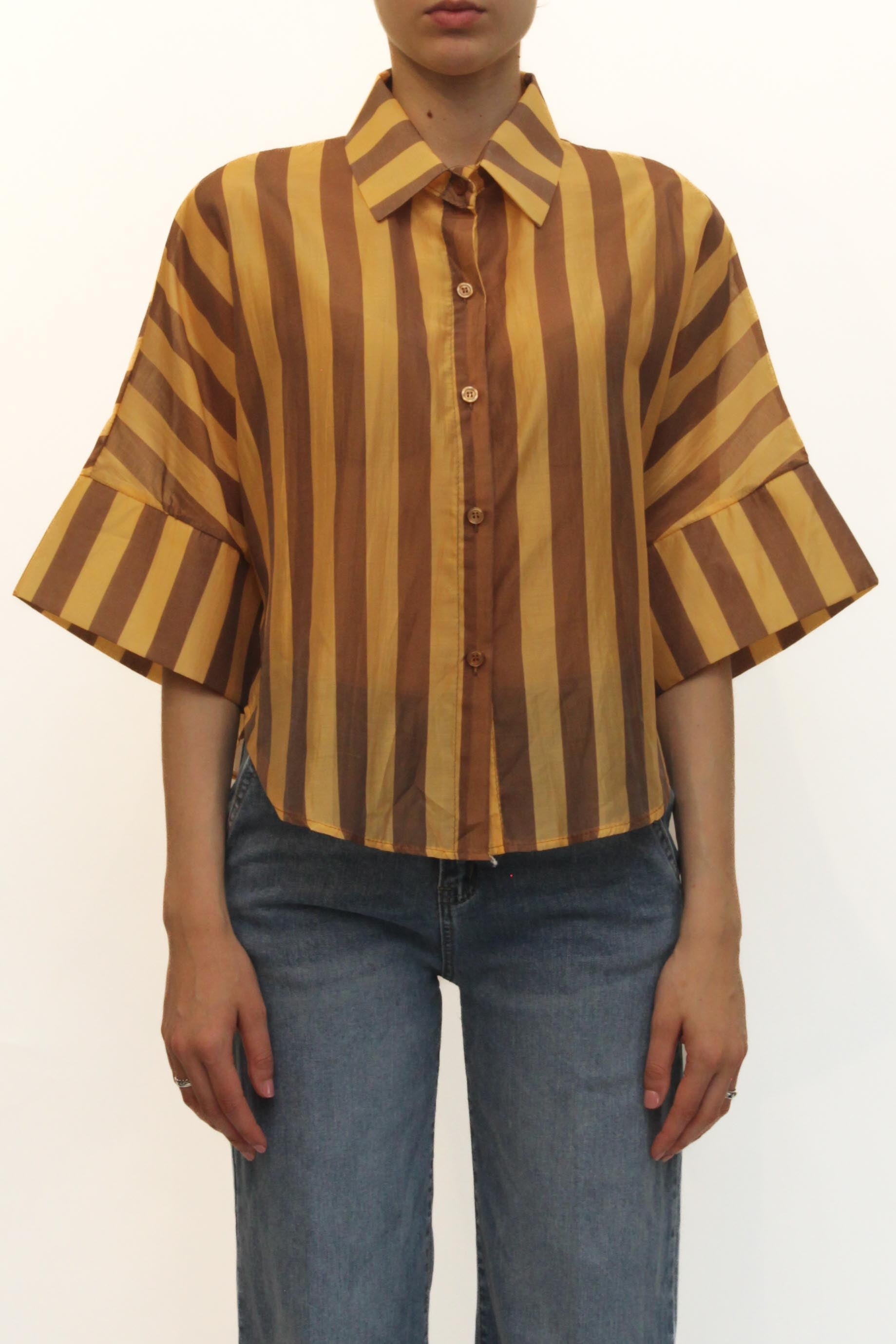 LEVH - Camicia Claudia - RIGA OCRA/MARRONE