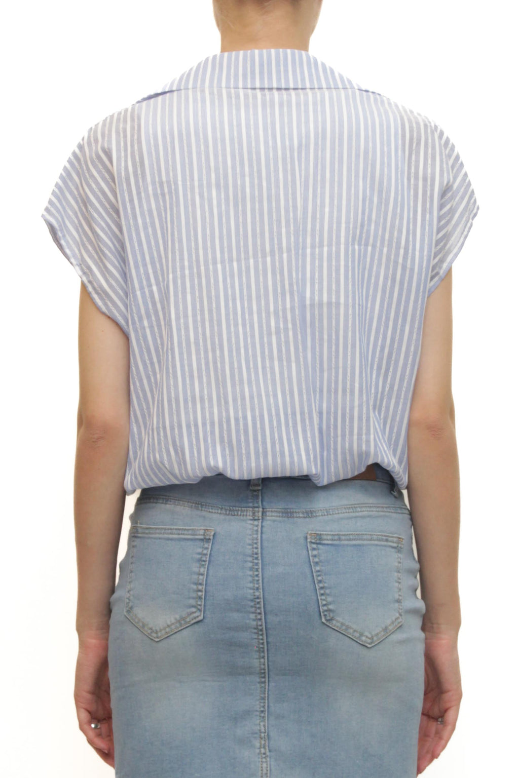 LEVH - Camicia Cinzia - RIGA CELESTE/BIANCO