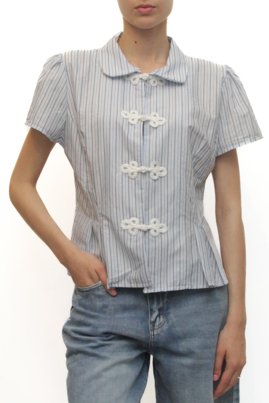 LEVH - Camicia Cathleen - RIGA CELESTE/BIAN/MAR