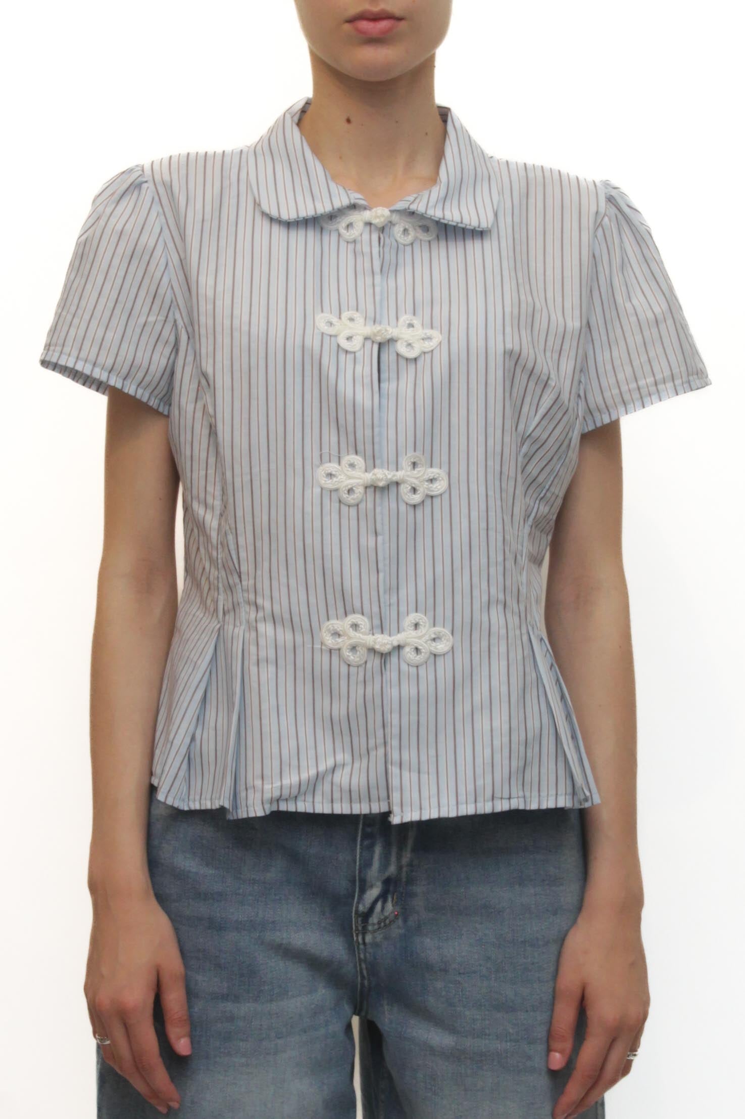 LEVH - Camicia Cathleen - RIGA CELESTE/BIAN/MAR