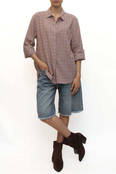 LEVH - Camicia Carros - QUADRO ROSA/BORDX