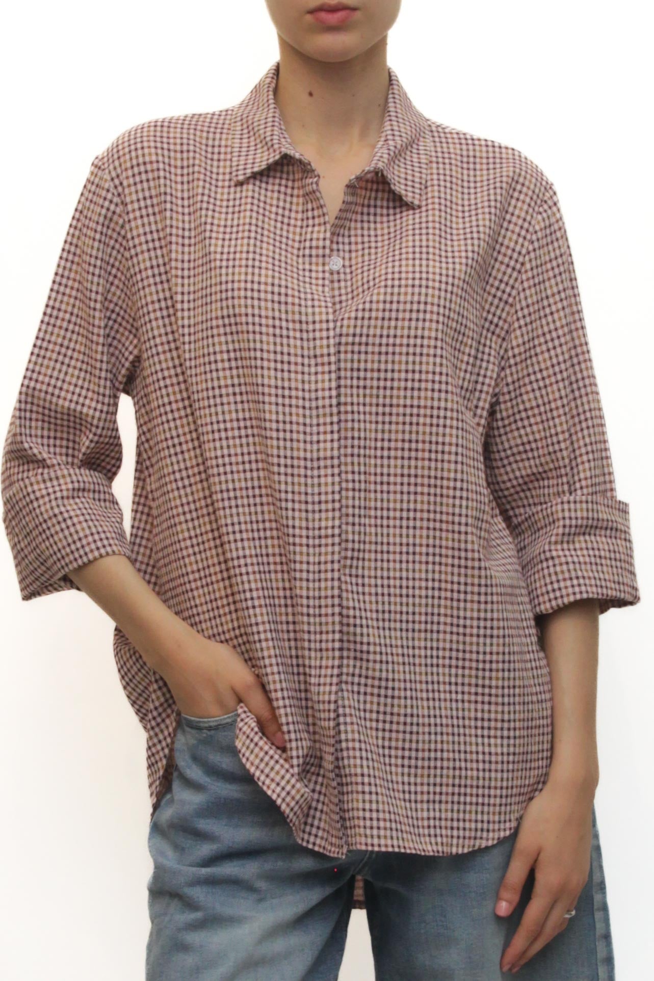 LEVH - Camicia Carros - QUADRO ROSA/BORDX