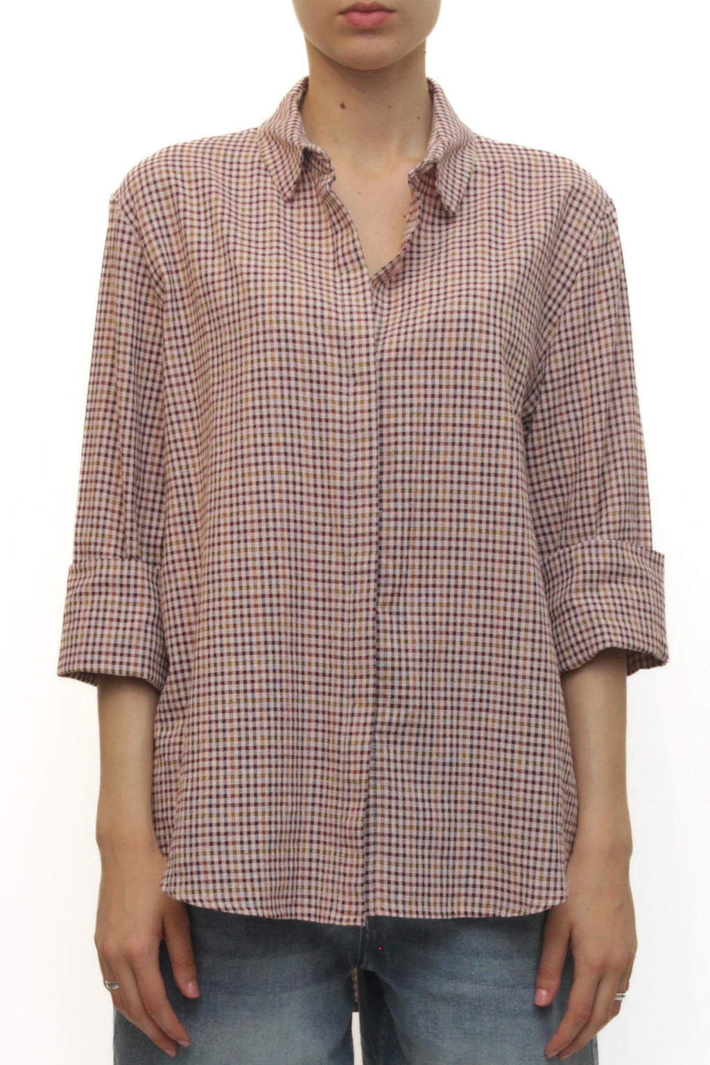 LEVH - Camicia Carros - QUADRO ROSA/BORDX