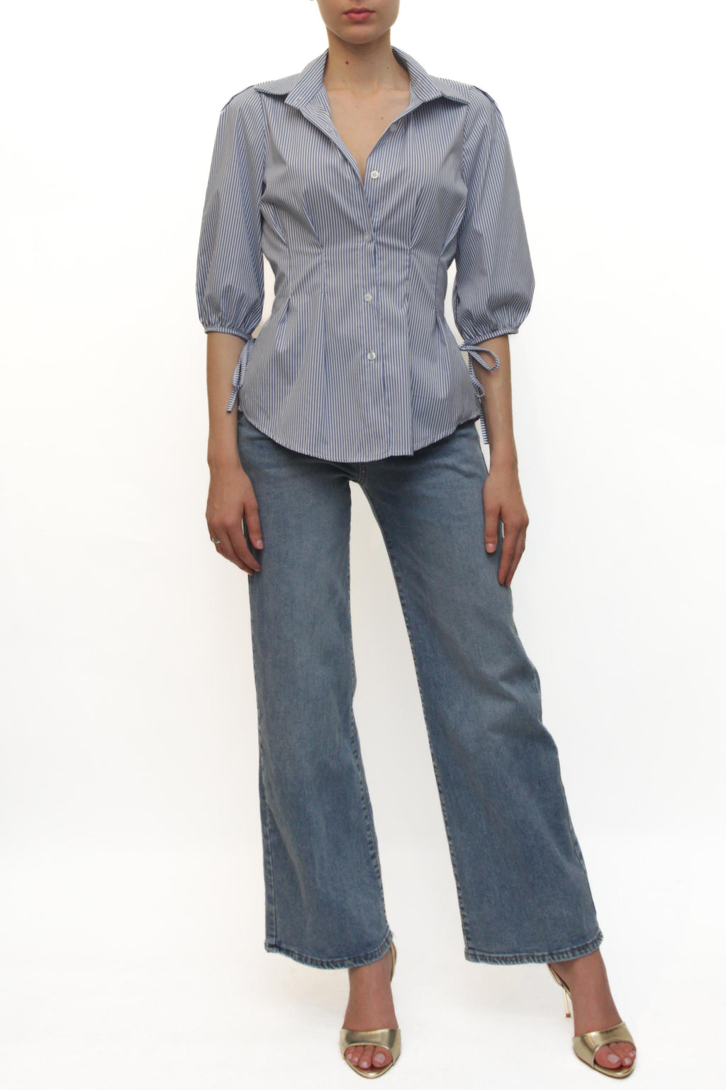 LEVH - Camicia Cecilia - RIGA BIANCO/BLU
