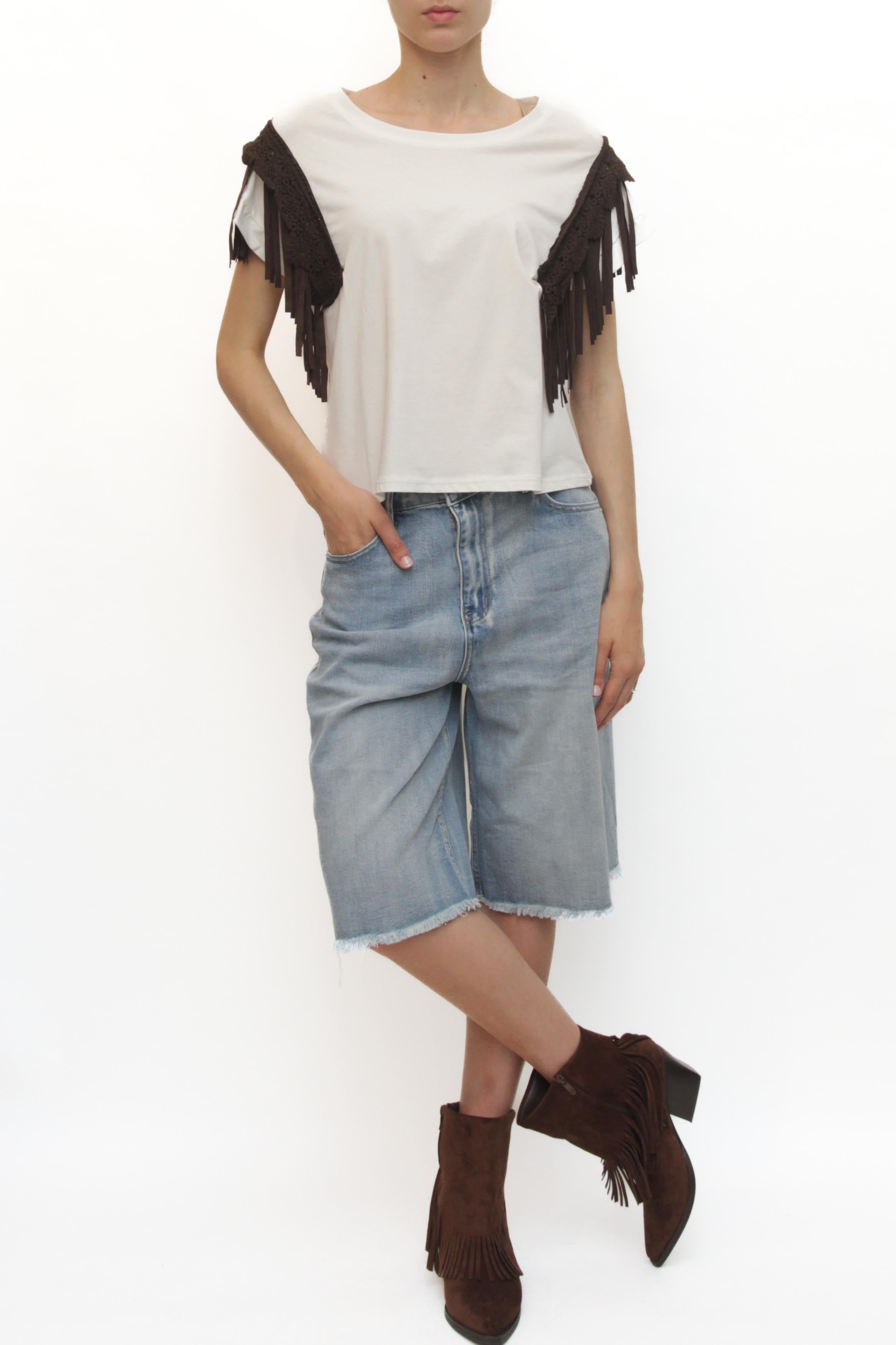 LEVH - T-shirt Tameka - BIANCO/MARRONE