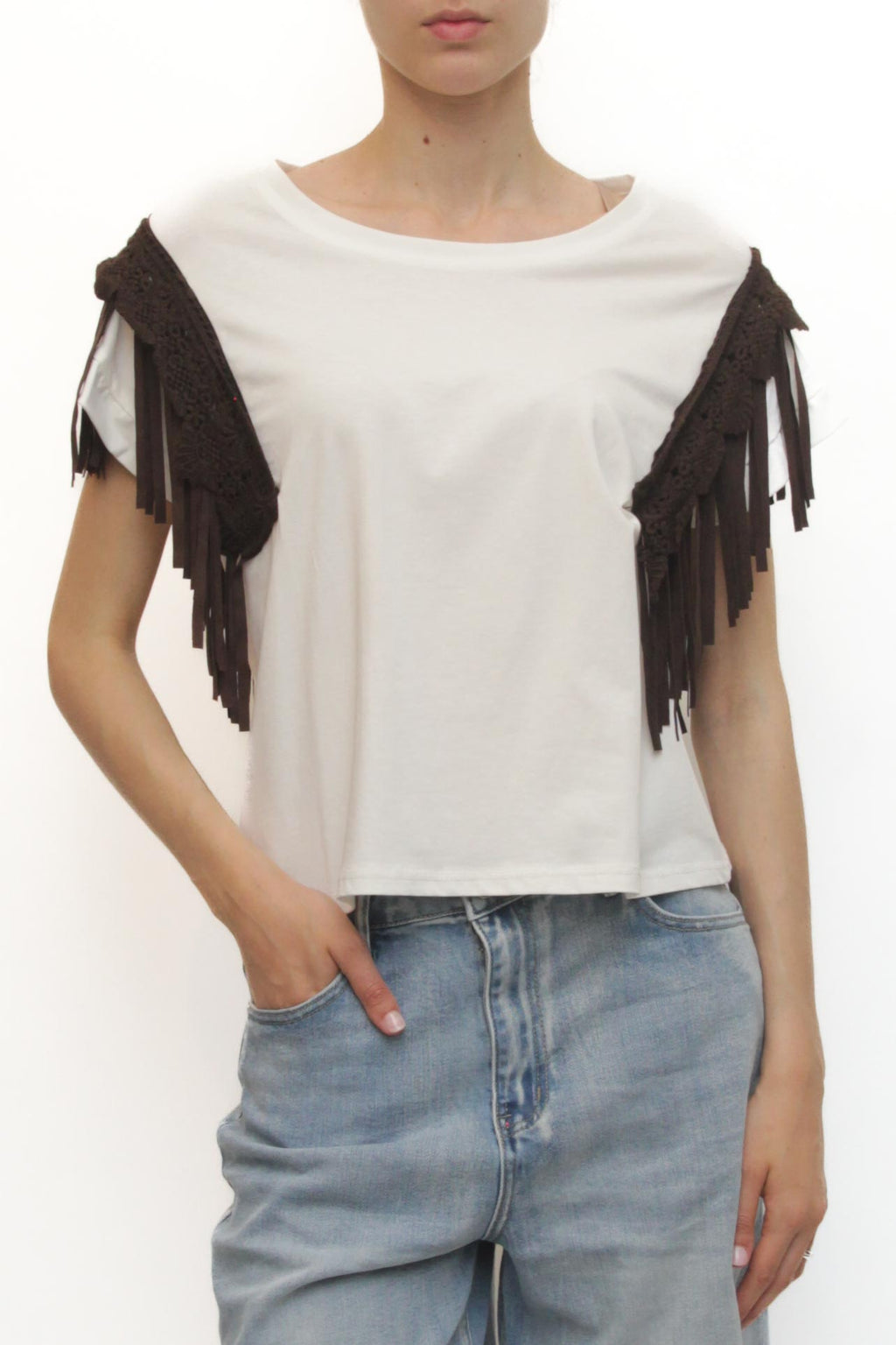 LEVH - T-shirt Tameka - BIANCO/MARRONE
