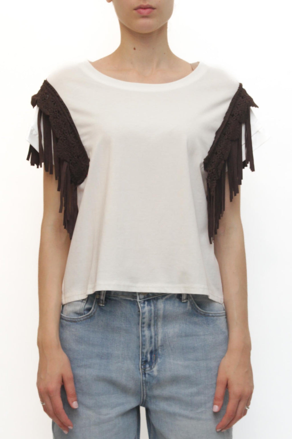 LEVH - T-shirt Tameka - BIANCO/MARRONE