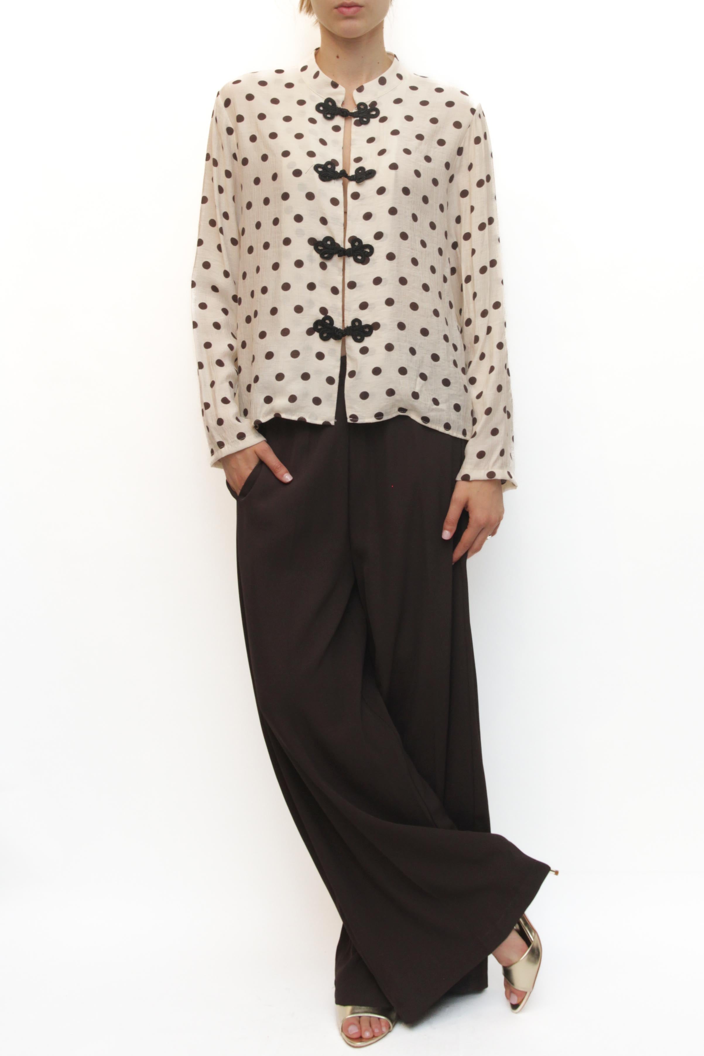 LEVH - Camicia Carley - POIS BEIGE/MARRONE