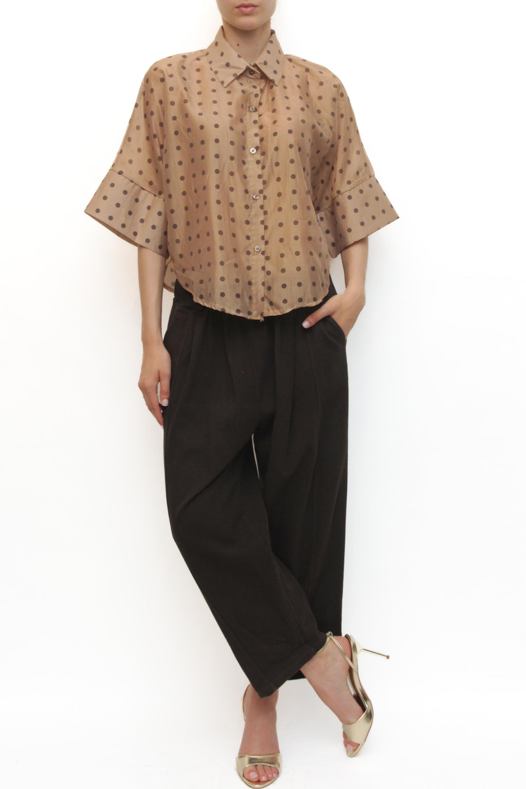 LEVH - Camicia Crane - BEIGE POIS M