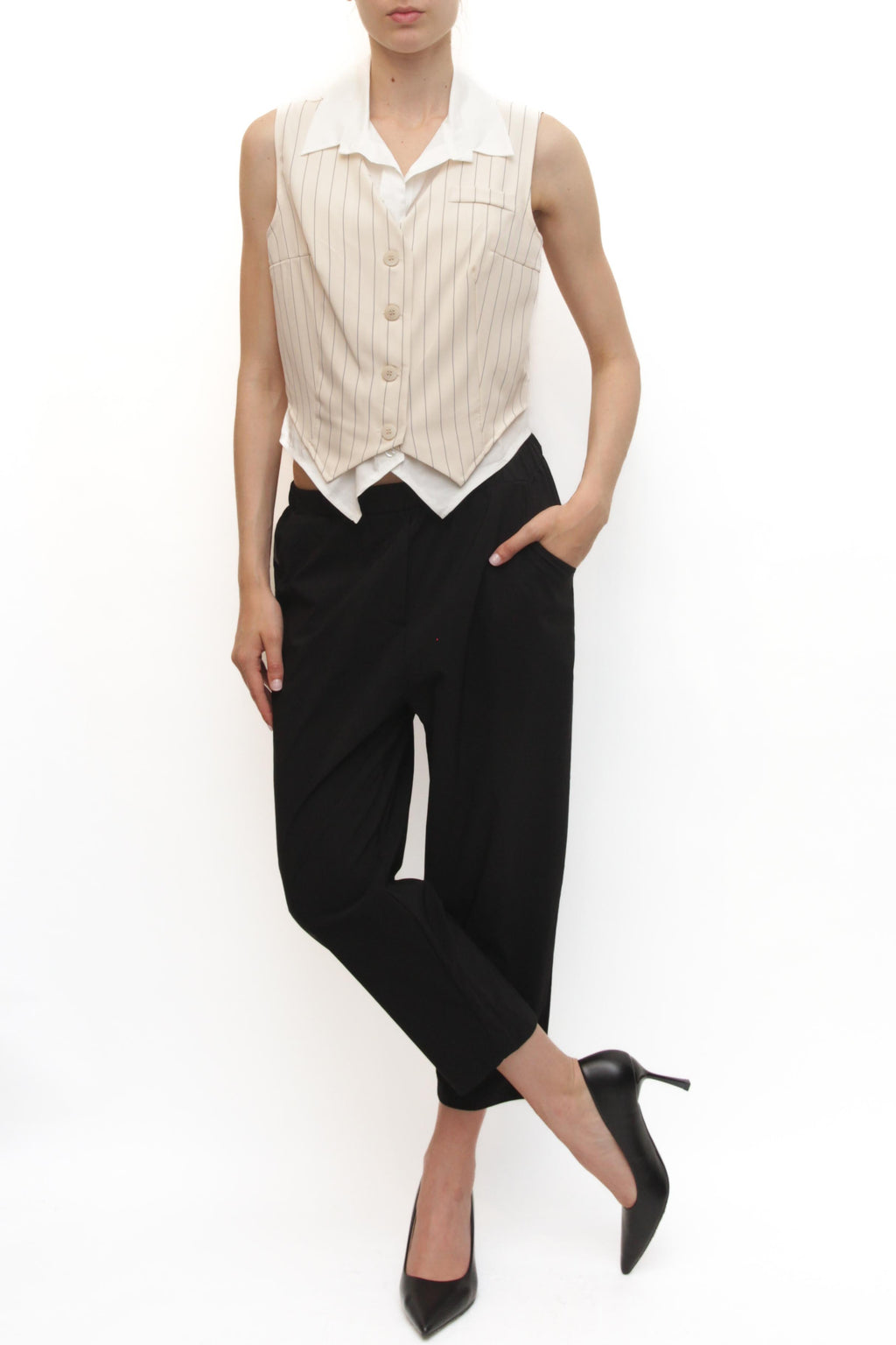 LEVH - Gilet Georgette - BEIGE RIGA NERO