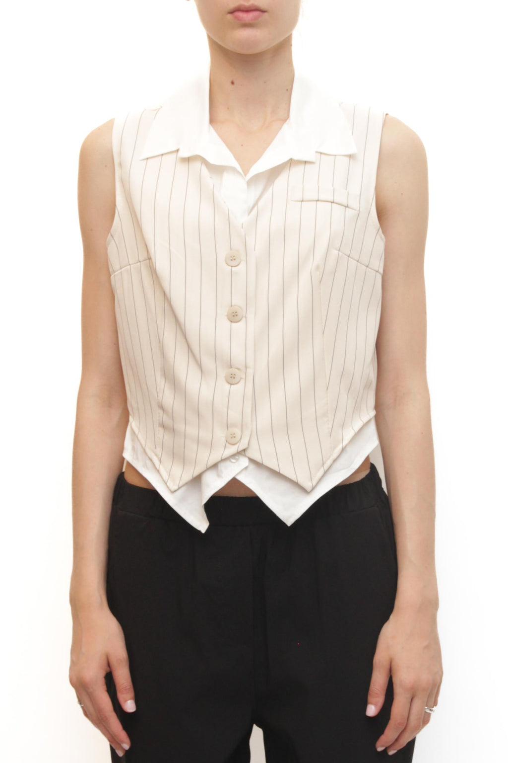 LEVH - Gilet Georgette - BEIGE RIGA NERO