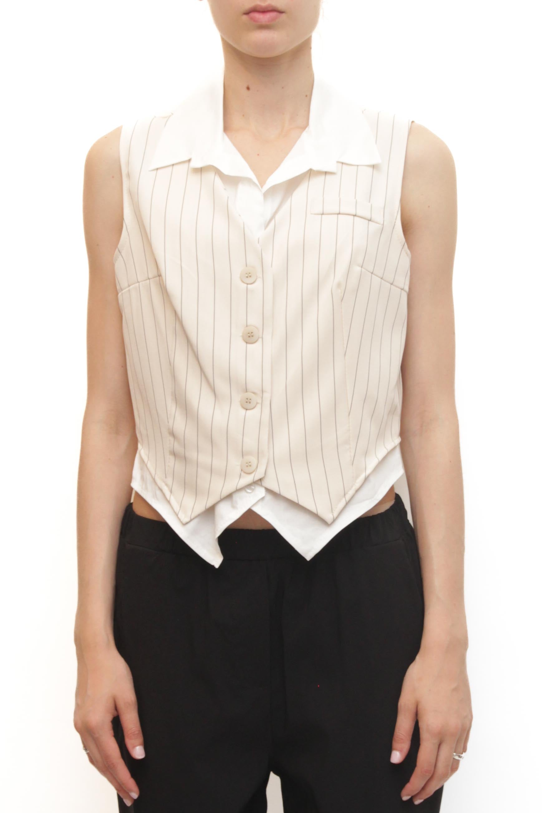 LEVH - Gilet Georgette - BEIGE RIGA NERO