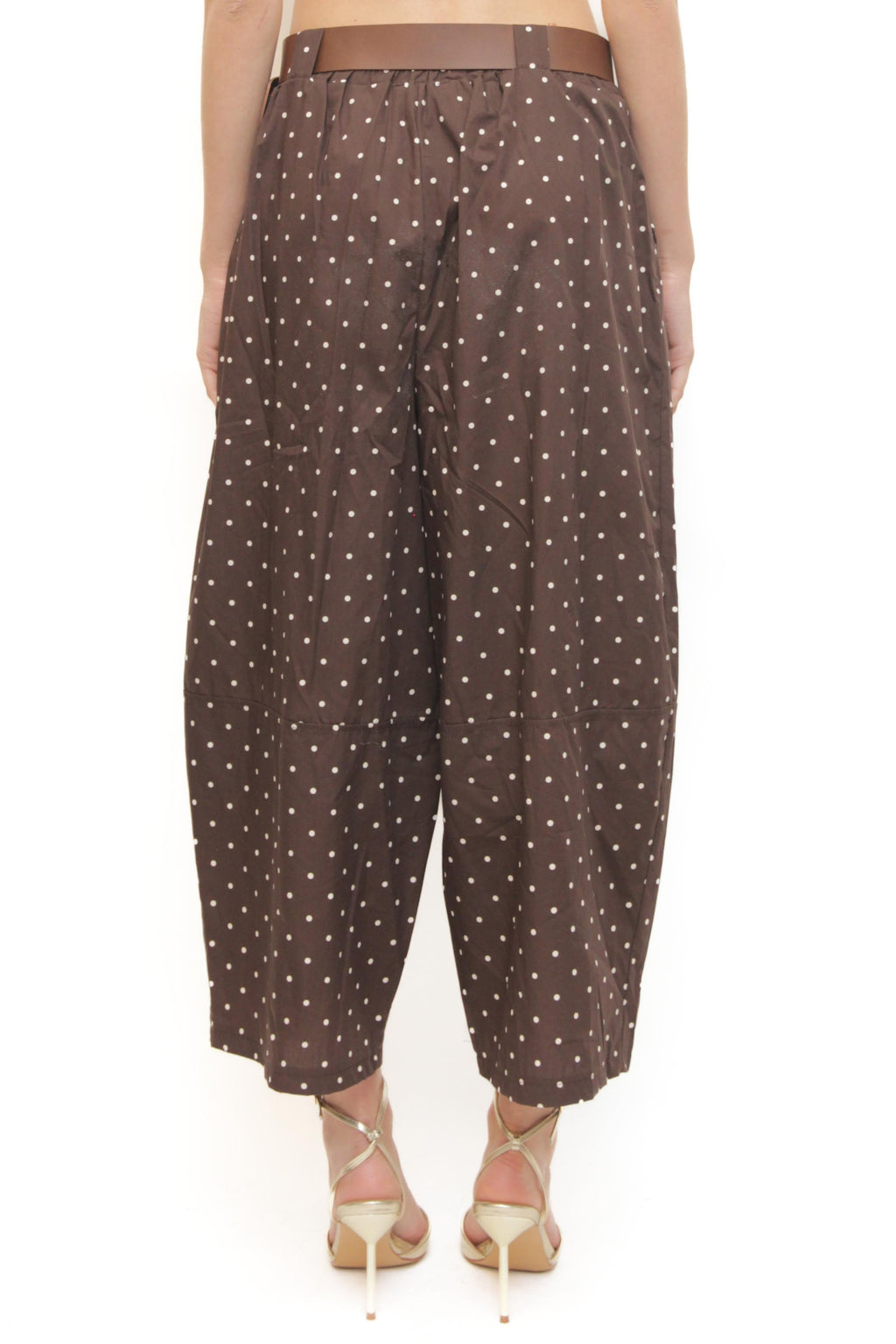 LEVH - Pantalone Praslin - MARRONE pois bianco