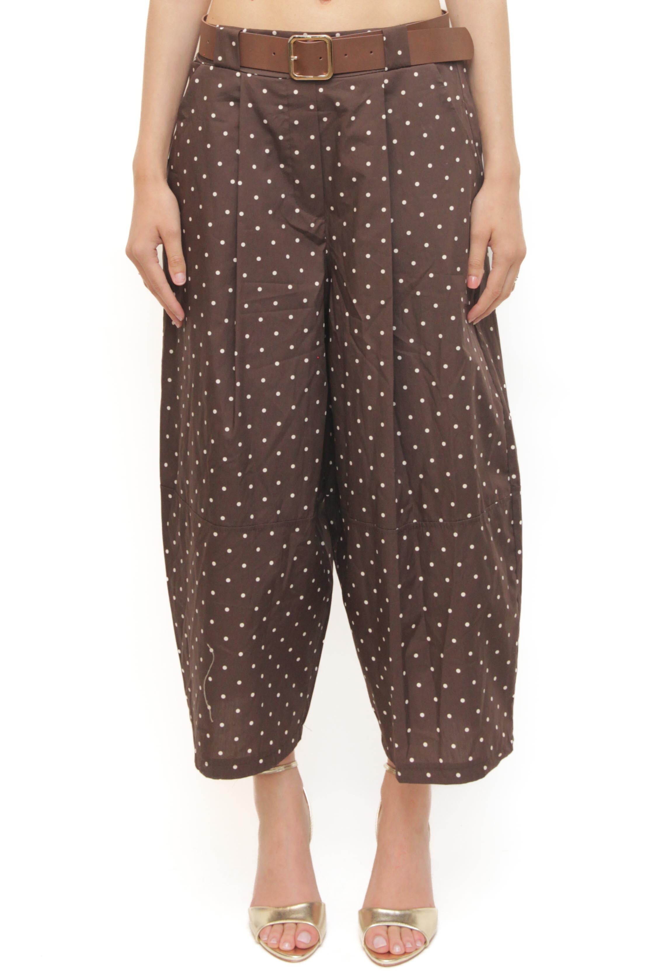 LEVH - Pantalone Praslin - MARRONE pois bianco