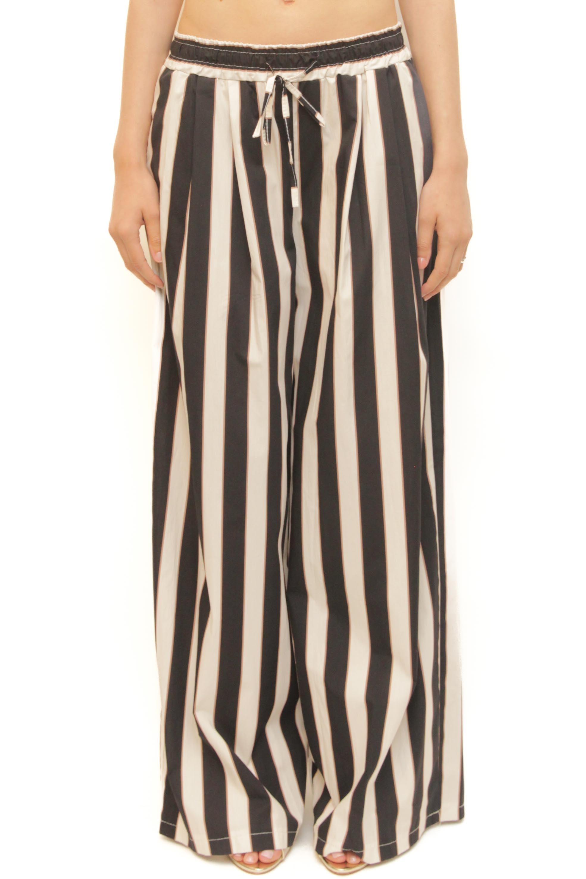 LEVH - Pantalone Pantar - RIGA BIANCO/NERO