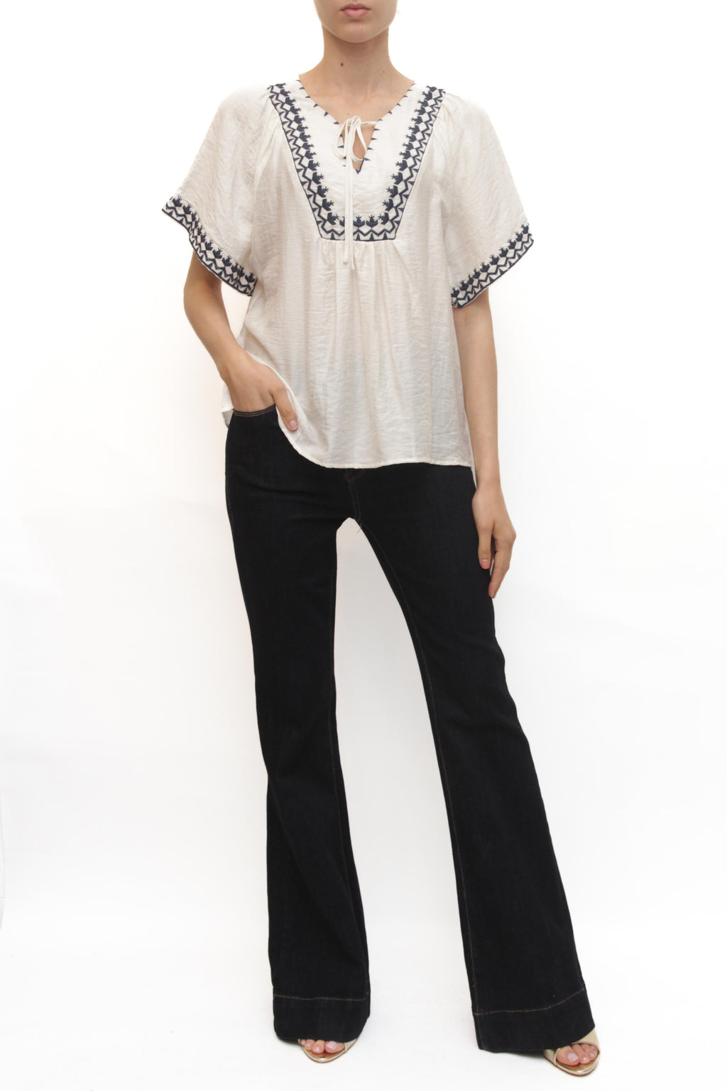 LEVH - Blusa Beverly - PANNA/blu