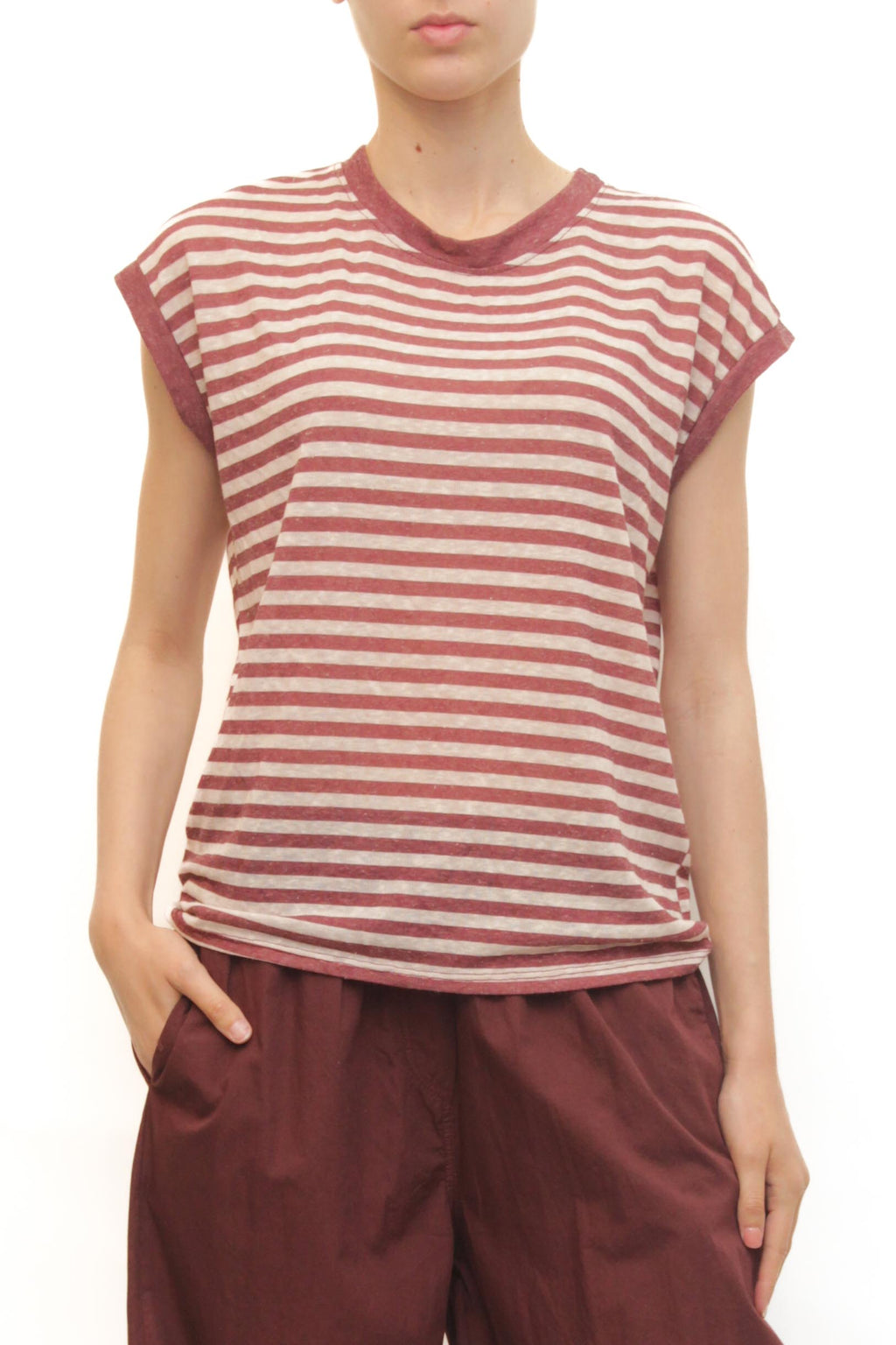 LEVH - T-shirt Tricia - riga rosa/bordx