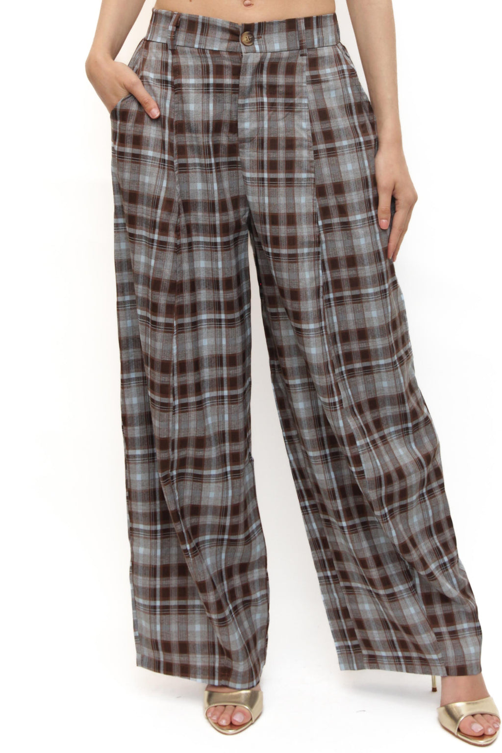 LEVH - Pantalone Prisca - CHECK MARR/CEL